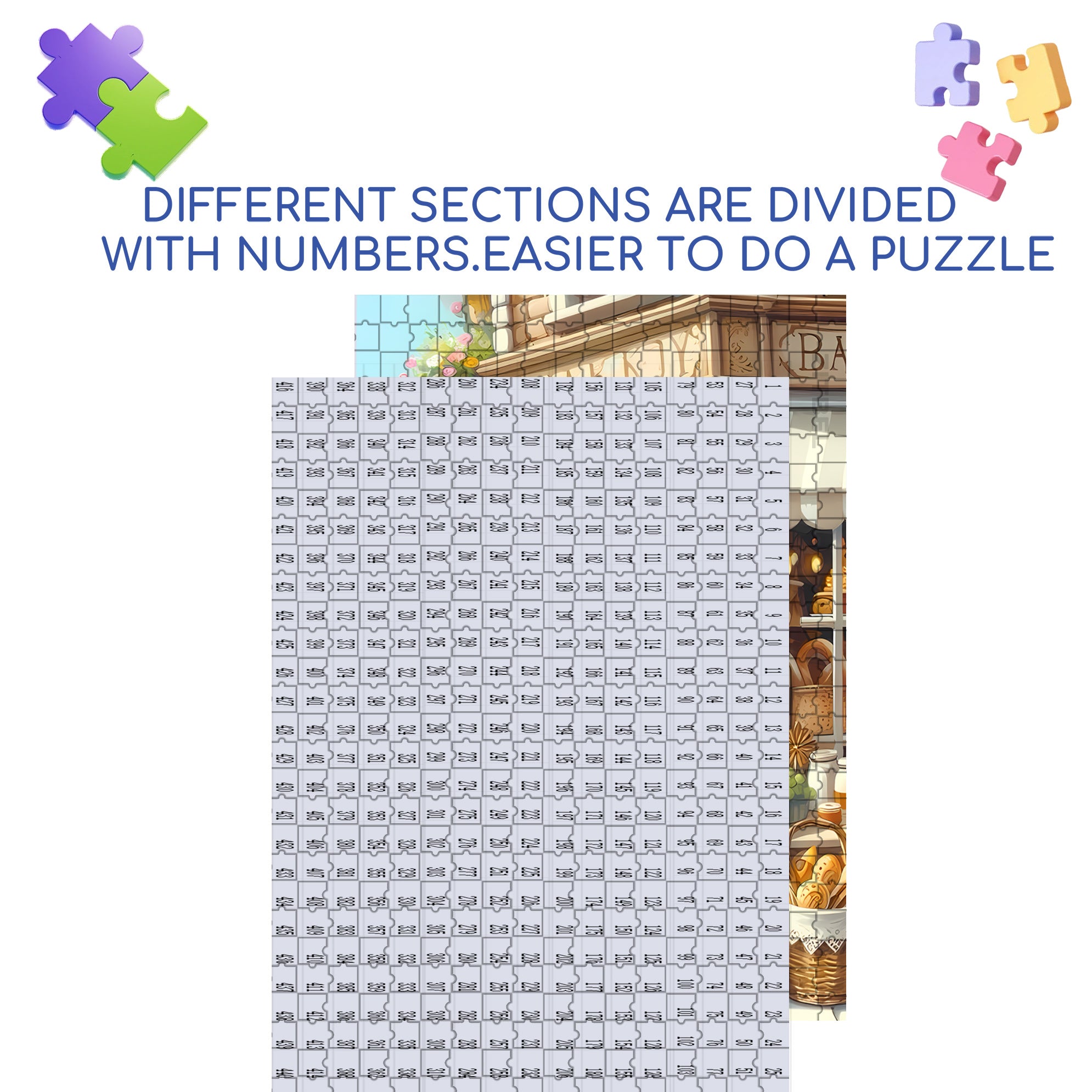 Bakery 500pcs/1000pcs Jigsaw Puzzle, Scratch-Resistant, Interactive Family Game & Brain-Boosting DIY Decor, Perfect for Halloween, Christmas & New Year Gifts, Family Puzzle Game