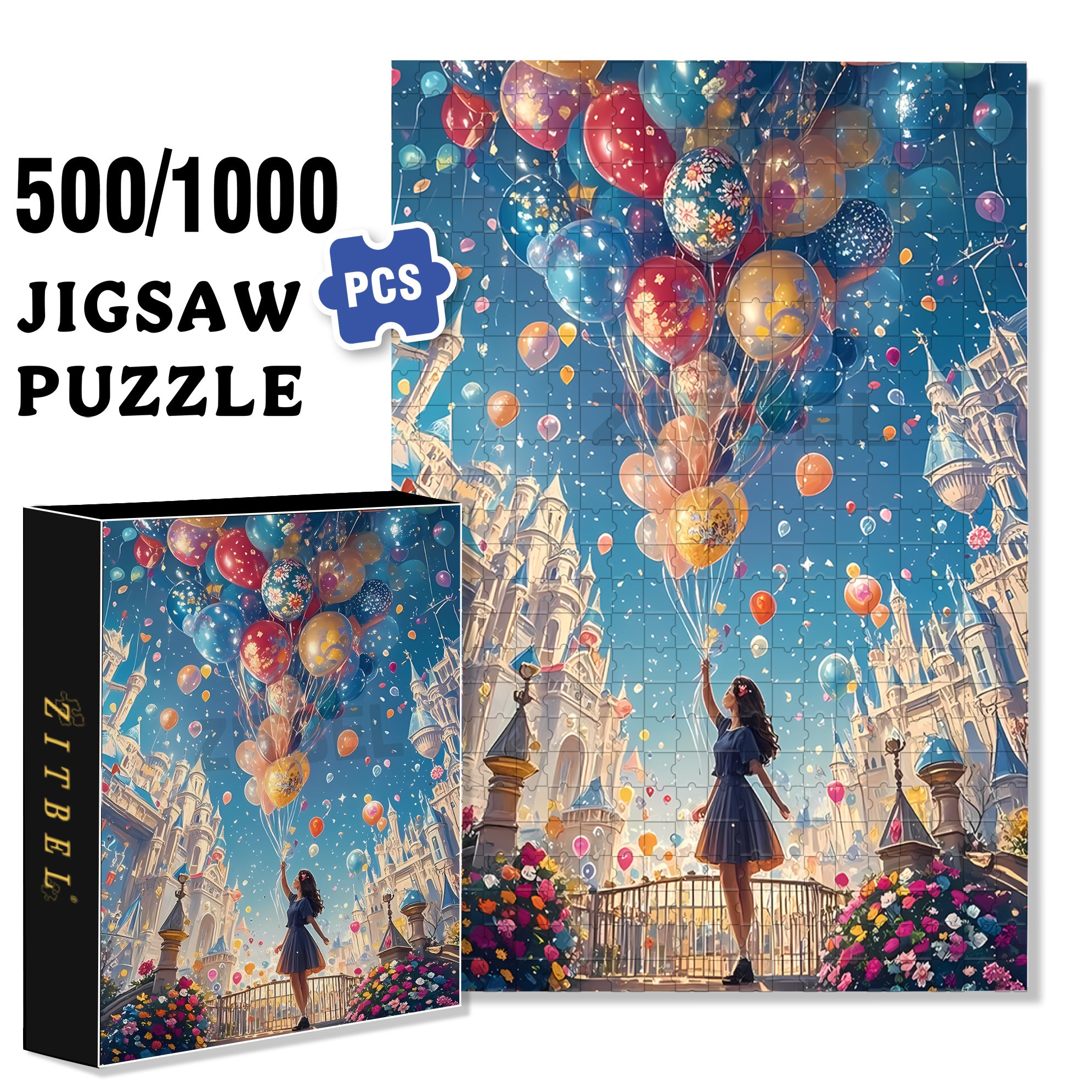 Balloon 500pcs/1000pcs Jigsaw Puzzle, Scratch-Resistant, Interactive Family Game & Brain-Boosting DIY Decor, Perfect for Halloween, Christmas & New Year Gifts, Family Puzzle Game