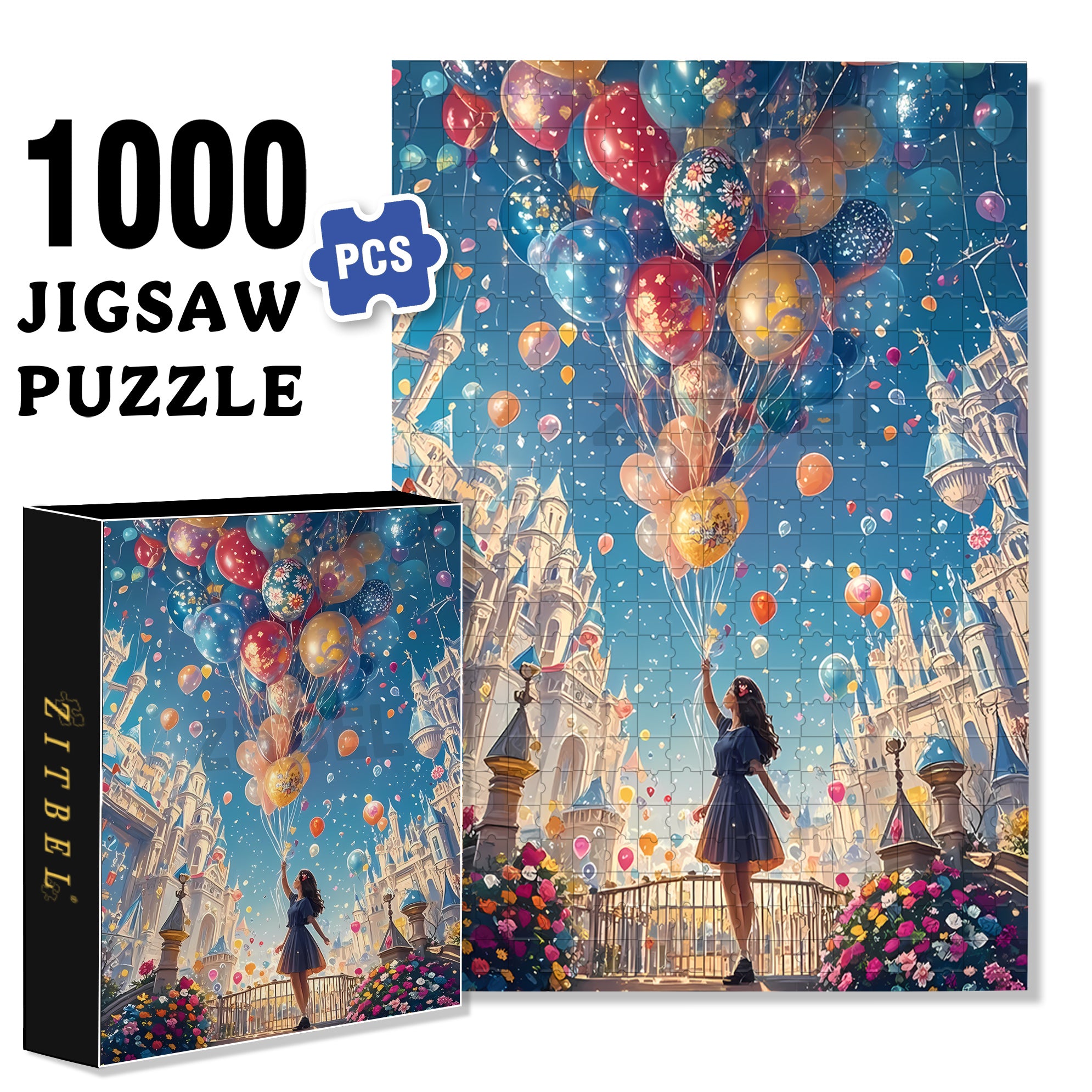 Balloon 500pcs/1000pcs Jigsaw Puzzle, Scratch-Resistant, Interactive Family Game & Brain-Boosting DIY Decor, Perfect for Halloween, Christmas & New Year Gifts, Family Puzzle Game
