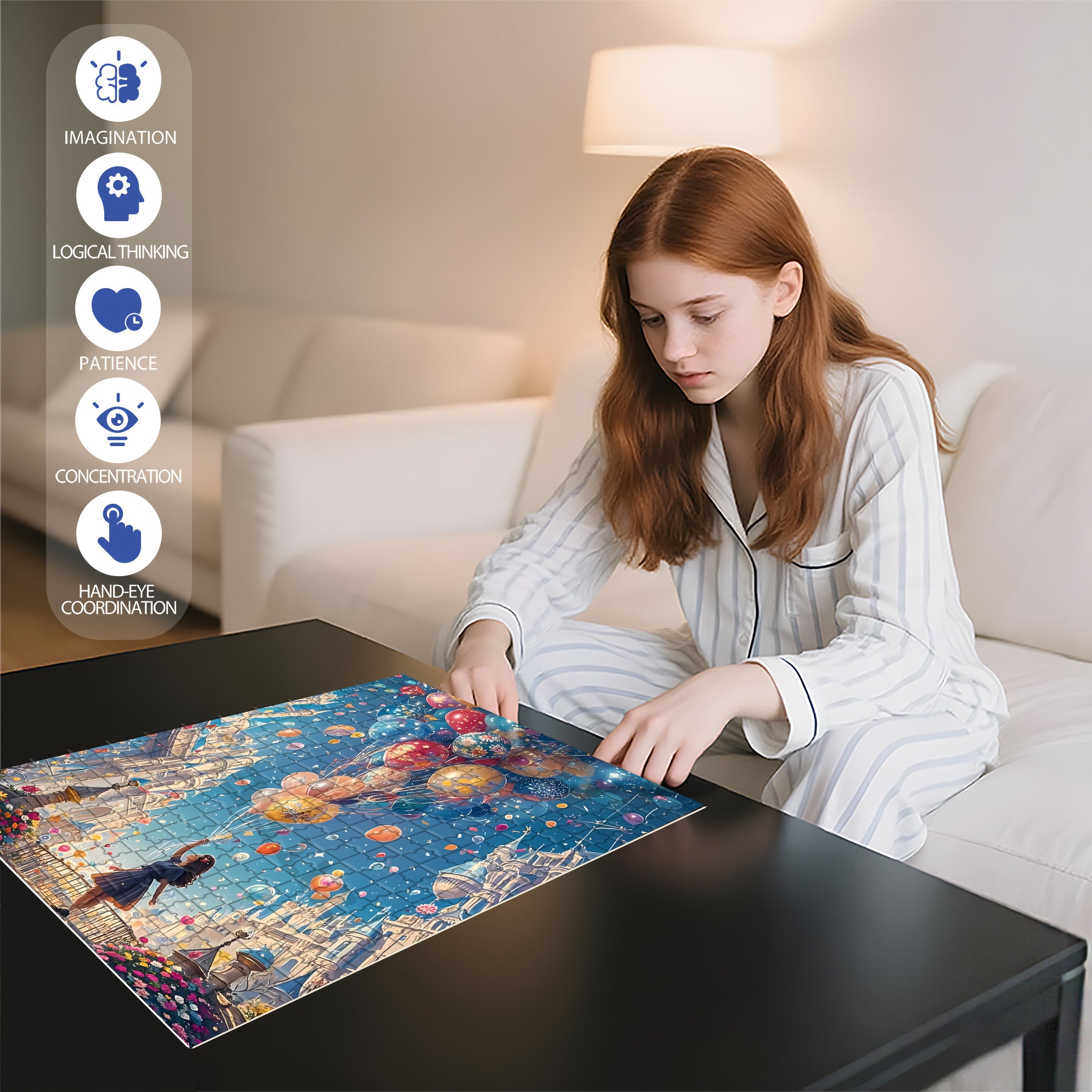 Balloon 500pcs/1000pcs Jigsaw Puzzle, Scratch-Resistant, Interactive Family Game & Brain-Boosting DIY Decor, Perfect for Halloween, Christmas & New Year Gifts, Family Puzzle Game