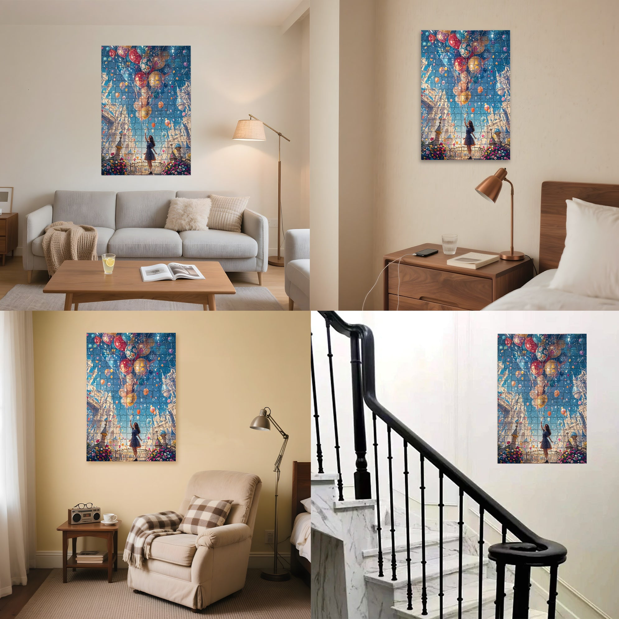 Balloon 500pcs/1000pcs Jigsaw Puzzle, Scratch-Resistant, Interactive Family Game & Brain-Boosting DIY Decor, Perfect for Halloween, Christmas & New Year Gifts, Family Puzzle Game