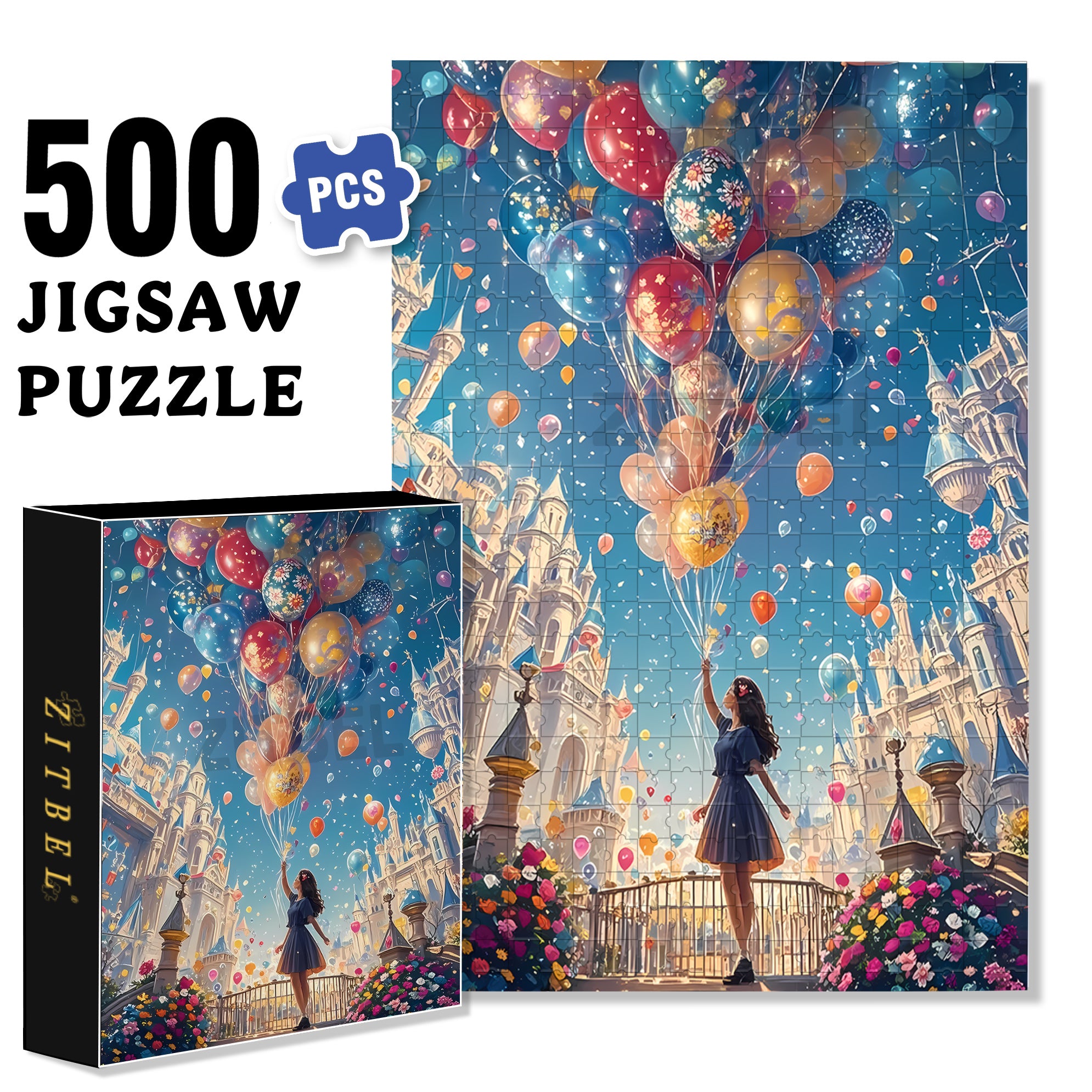 Balloon 500pcs/1000pcs Jigsaw Puzzle, Scratch-Resistant, Interactive Family Game & Brain-Boosting DIY Decor, Perfect for Halloween, Christmas & New Year Gifts, Family Puzzle Game