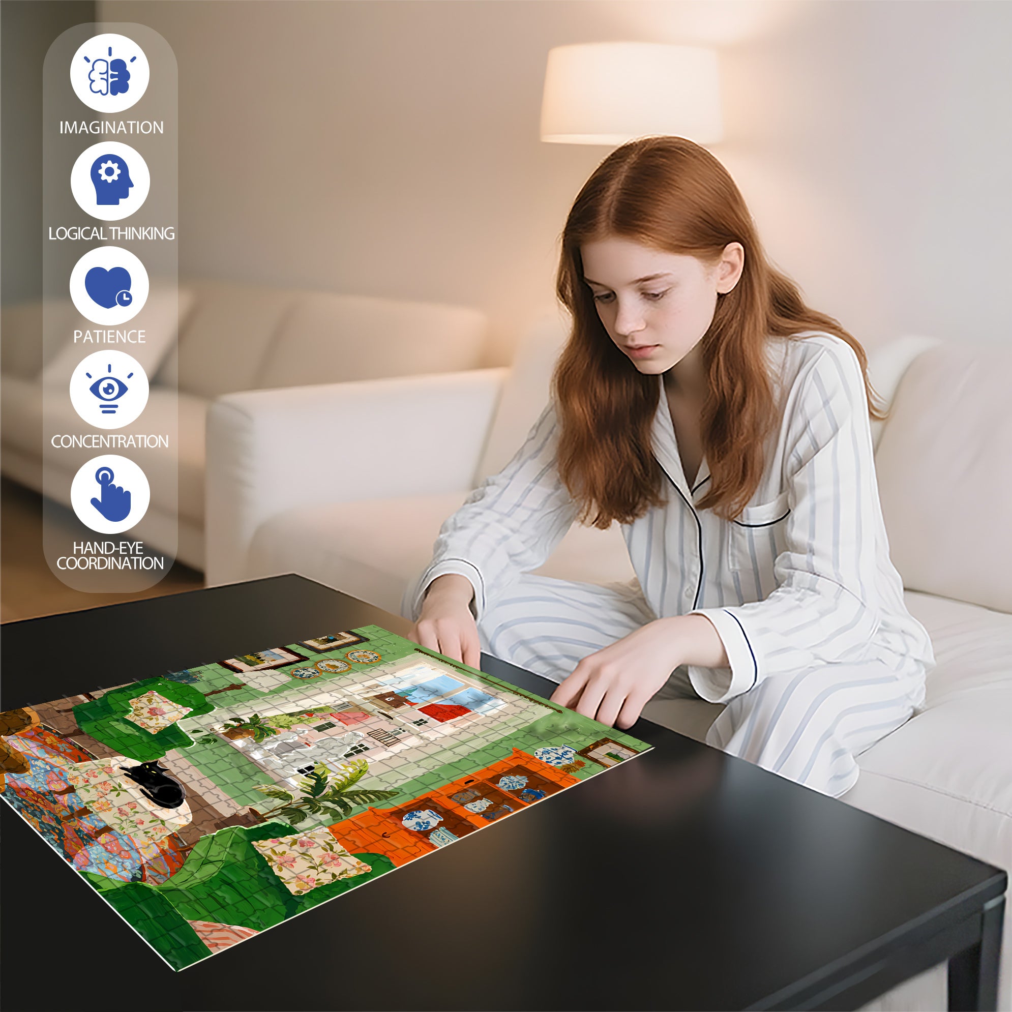 Black Cat 500pcs/1000pcs Jigsaw Puzzle, Scratch-Resistant, Interactive Family Game & Brain-Boosting DIY Decor, Perfect for Halloween, Christmas & New Year Gifts, Family Puzzle Game