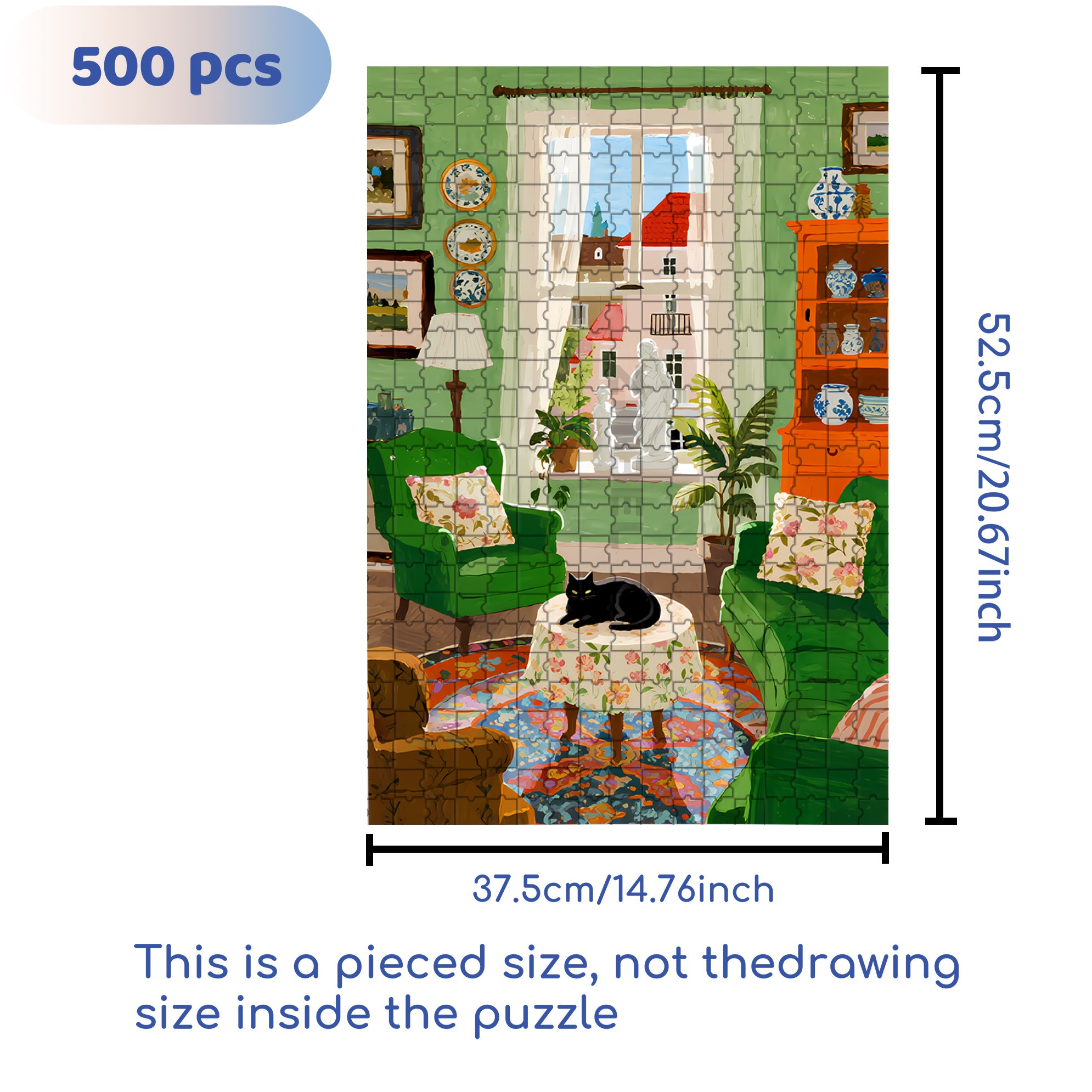 Black Cat 500pcs/1000pcs Jigsaw Puzzle, Scratch-Resistant, Interactive Family Game & Brain-Boosting DIY Decor, Perfect for Halloween, Christmas & New Year Gifts, Family Puzzle Game