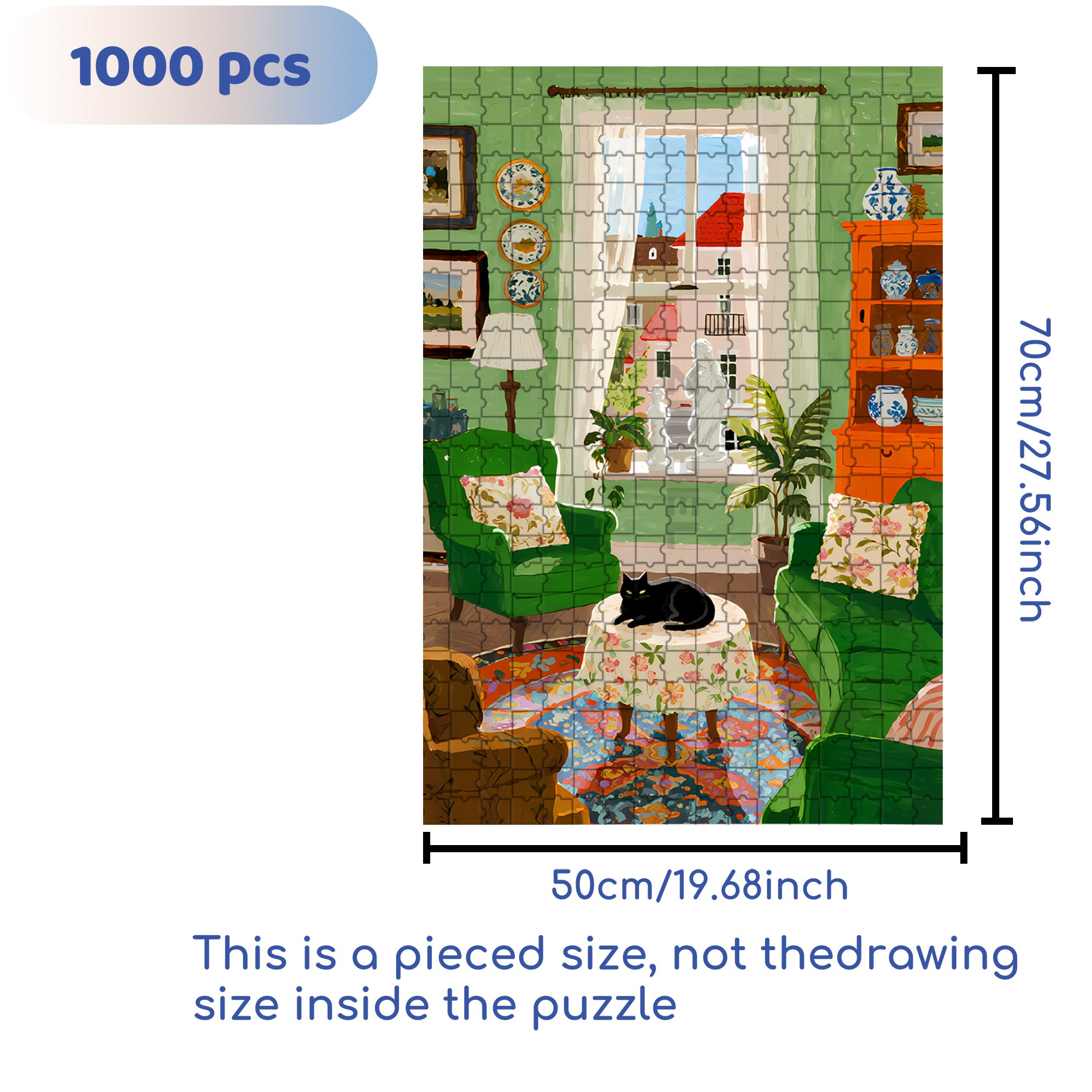 Black Cat 500pcs/1000pcs Jigsaw Puzzle, Scratch-Resistant, Interactive Family Game & Brain-Boosting DIY Decor, Perfect for Halloween, Christmas & New Year Gifts, Family Puzzle Game