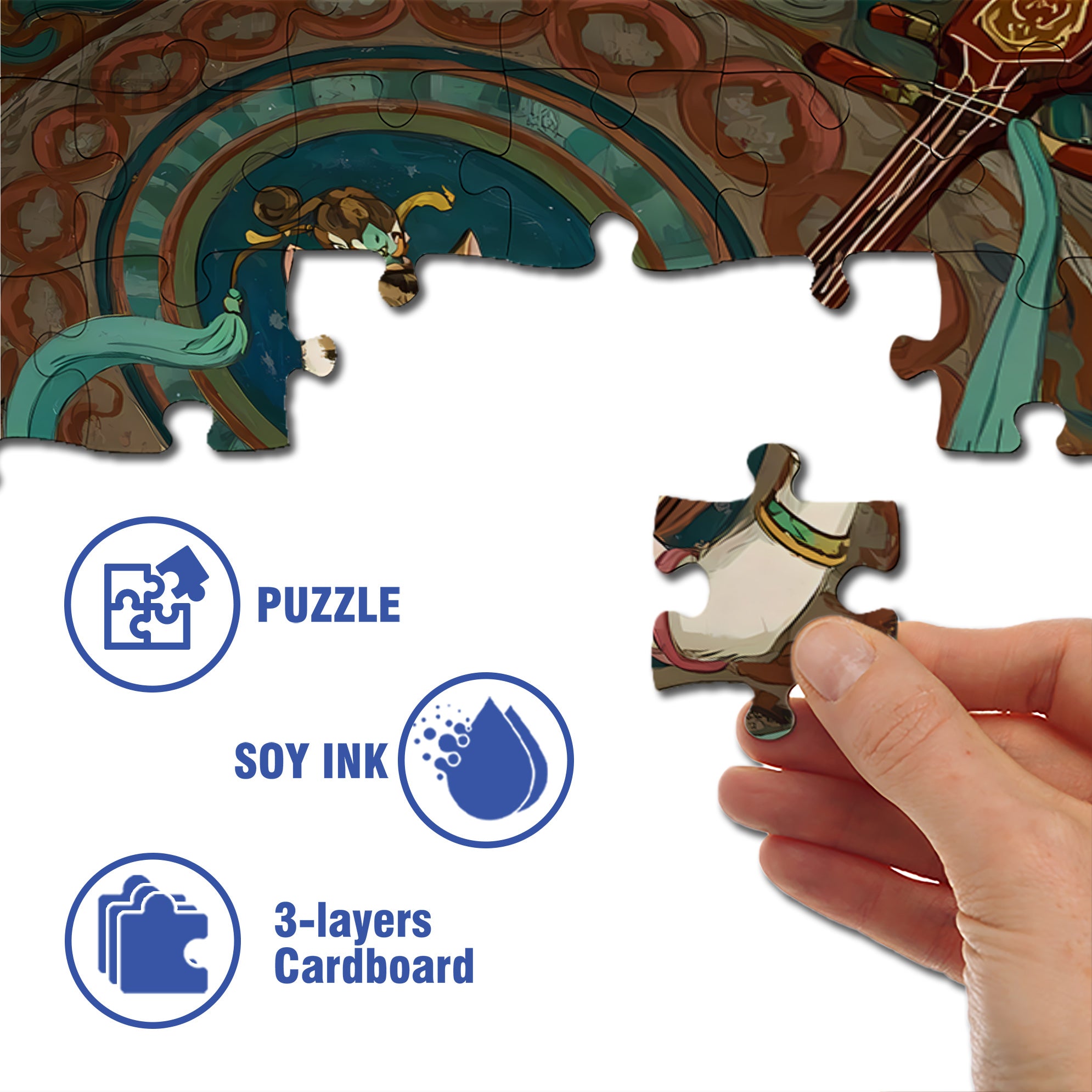 Calico Cat 500pcs/1000pcs Jigsaw Puzzle, Scratch-Resistant, Interactive Family Game & Brain-Boosting DIY Decor, Perfect for Halloween, Christmas & New Year Gifts, Family Puzzle Game