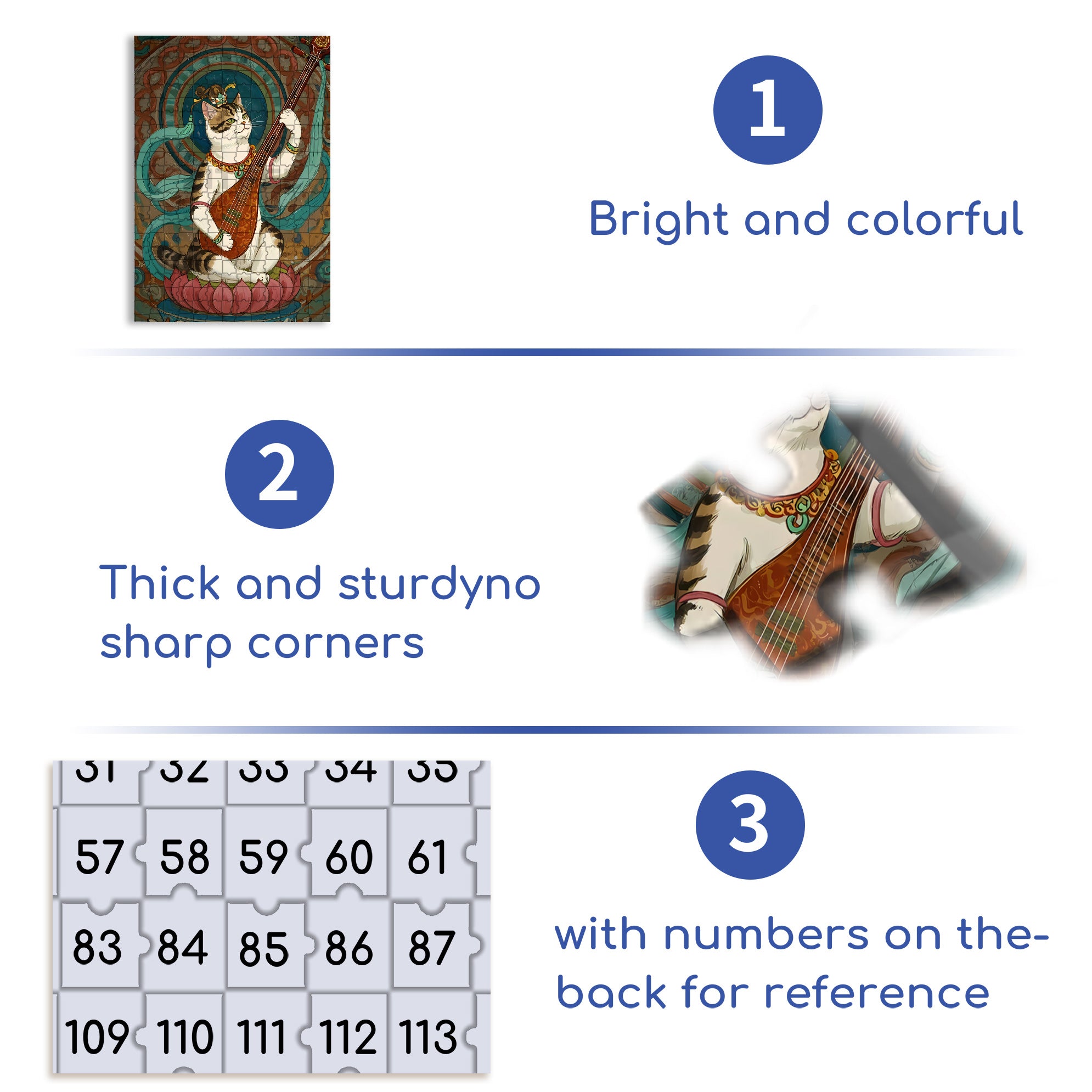 Calico Cat 500pcs/1000pcs Jigsaw Puzzle, Scratch-Resistant, Interactive Family Game & Brain-Boosting DIY Decor, Perfect for Halloween, Christmas & New Year Gifts, Family Puzzle Game