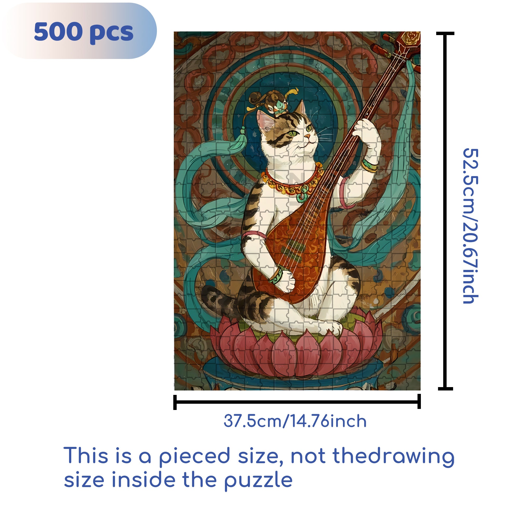 Calico Cat 500pcs/1000pcs Jigsaw Puzzle, Scratch-Resistant, Interactive Family Game & Brain-Boosting DIY Decor, Perfect for Halloween, Christmas & New Year Gifts, Family Puzzle Game