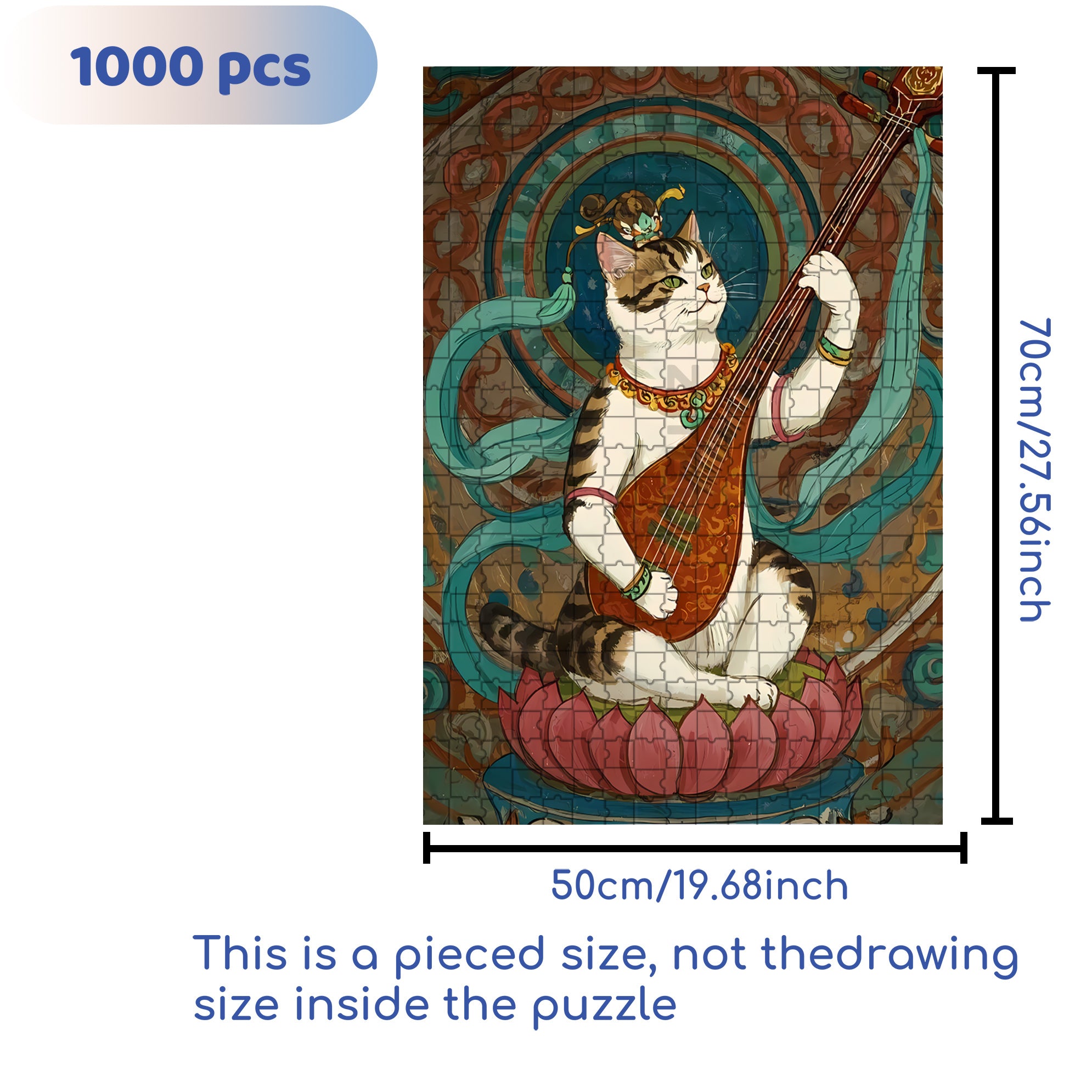 Calico Cat 500pcs/1000pcs Jigsaw Puzzle, Scratch-Resistant, Interactive Family Game & Brain-Boosting DIY Decor, Perfect for Halloween, Christmas & New Year Gifts, Family Puzzle Game