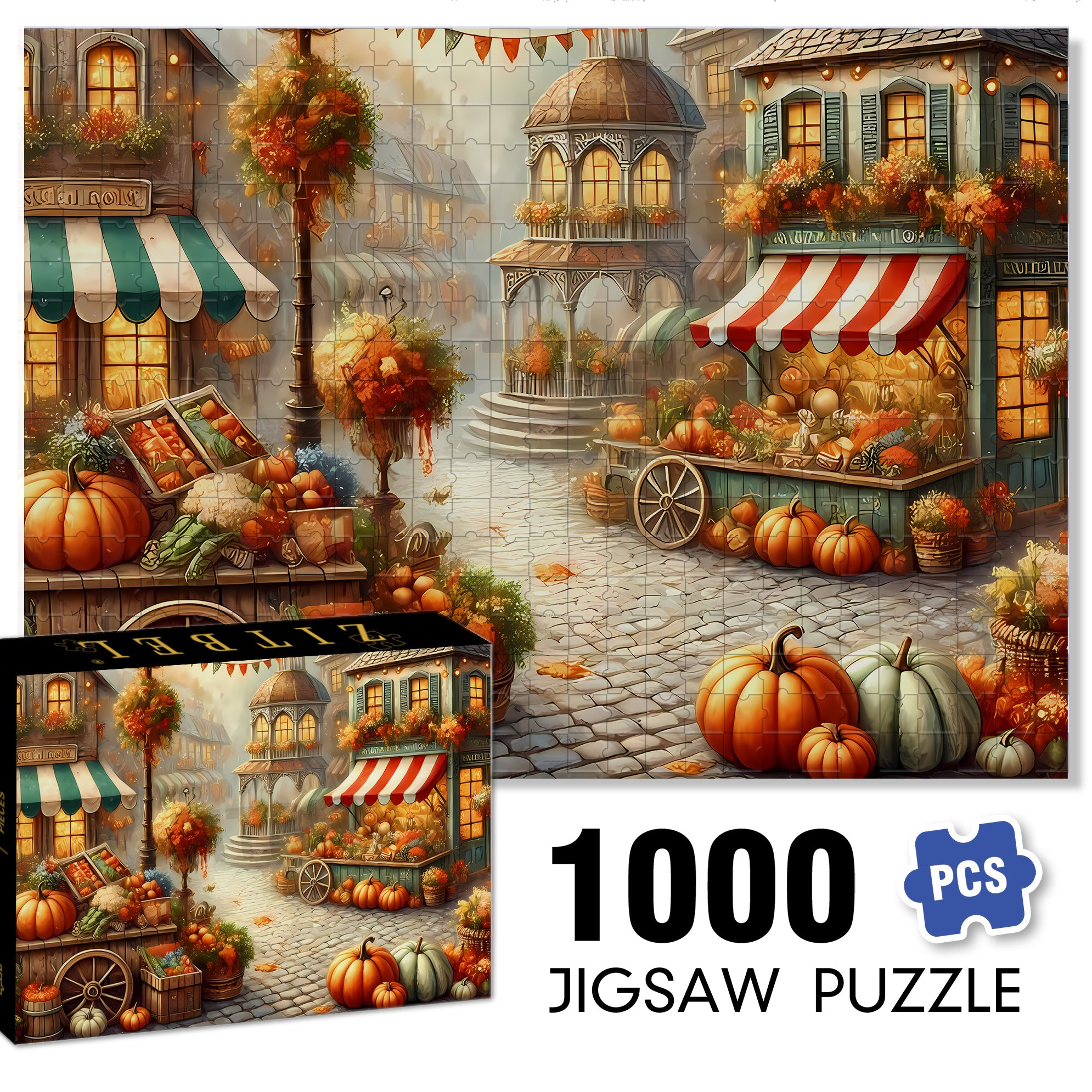 Charming Autumn  500pcs/1000pcs Jigsaw Puzzle, Scratch-Resistant, Interactive Family Game & Brain-Boosting DIY Decor, Perfect for Halloween, Christmas & New Year Gifts, Family Puzzle Game