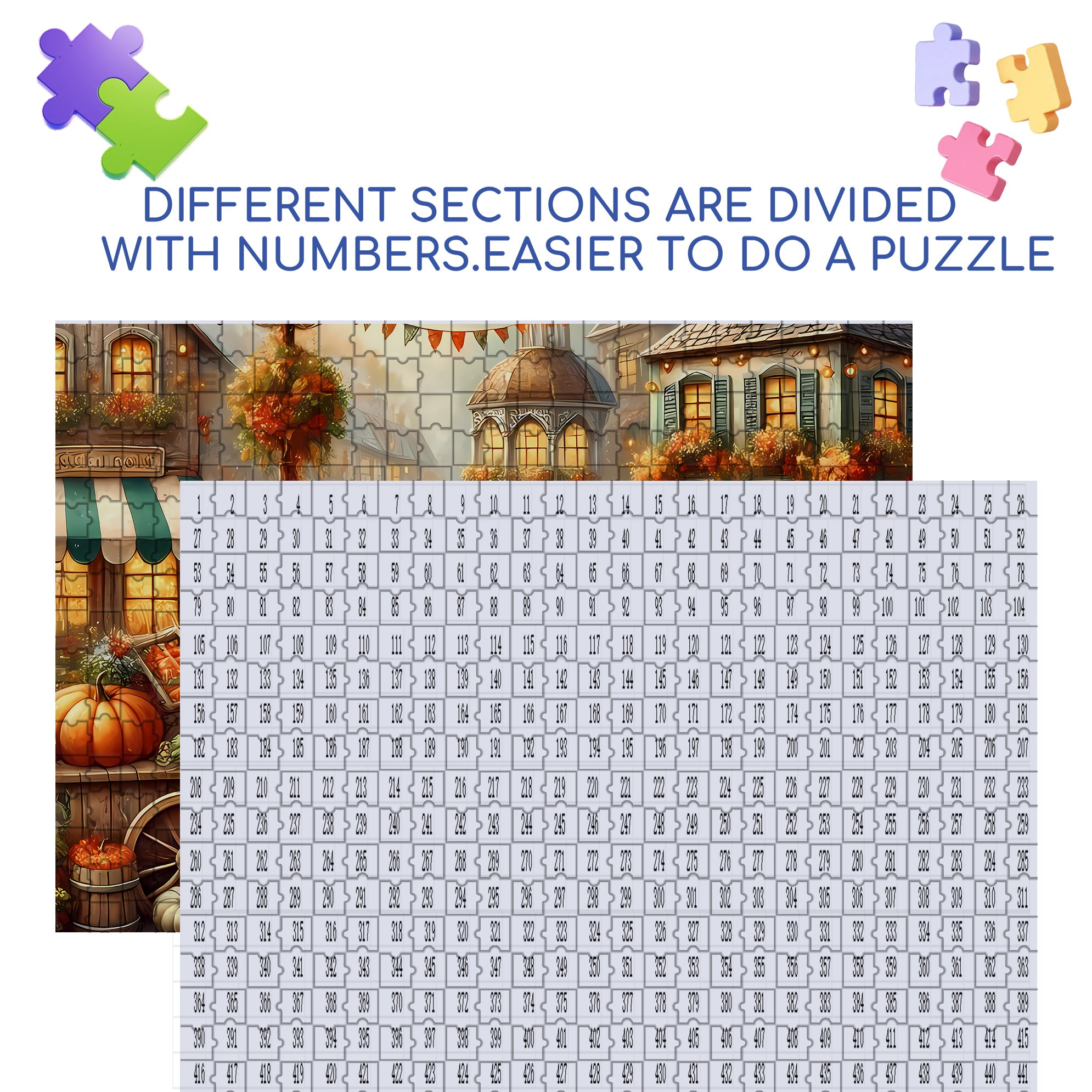 Charming Autumn  500pcs/1000pcs Jigsaw Puzzle, Scratch-Resistant, Interactive Family Game & Brain-Boosting DIY Decor, Perfect for Halloween, Christmas & New Year Gifts, Family Puzzle Game