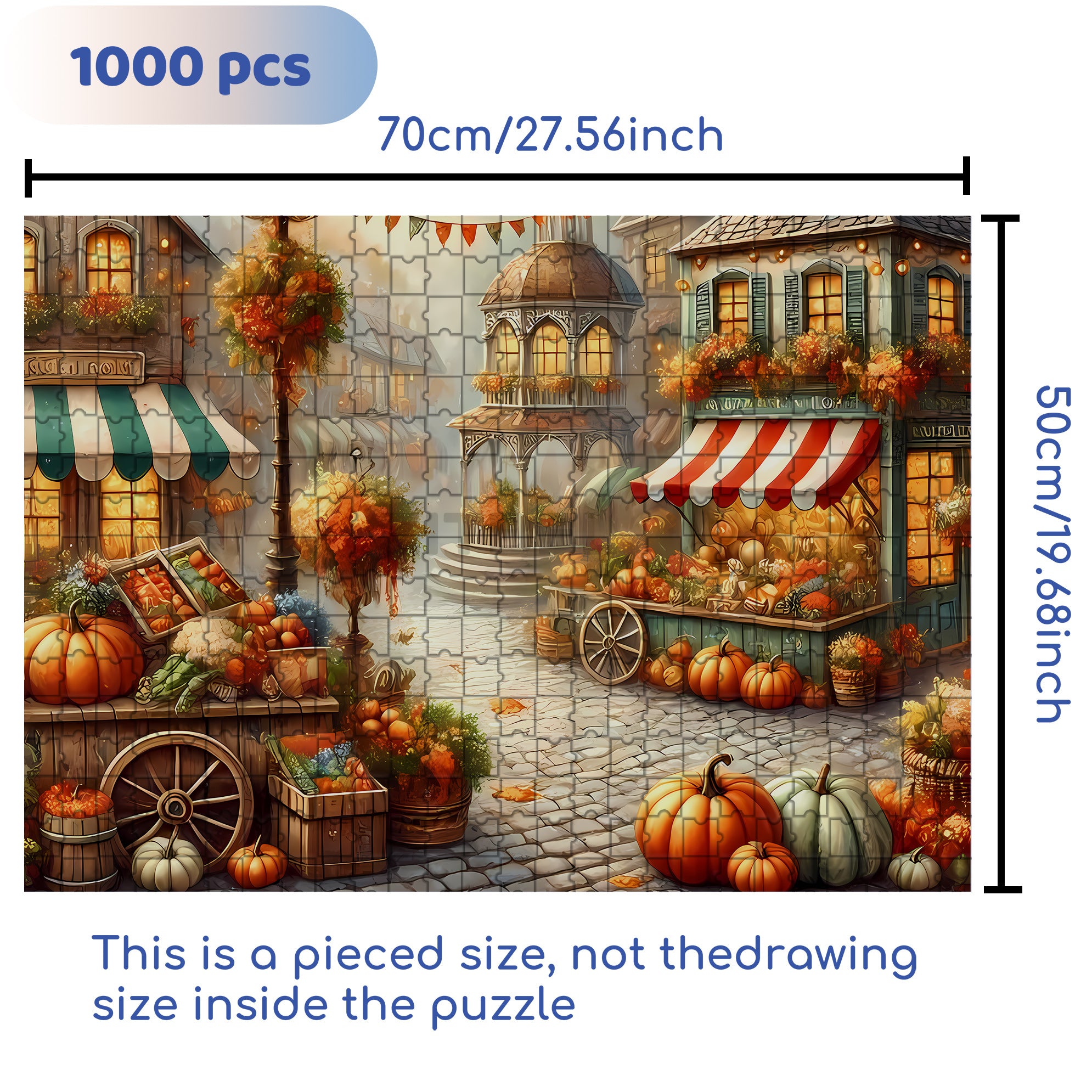 Charming Autumn  500pcs/1000pcs Jigsaw Puzzle, Scratch-Resistant, Interactive Family Game & Brain-Boosting DIY Decor, Perfect for Halloween, Christmas & New Year Gifts, Family Puzzle Game