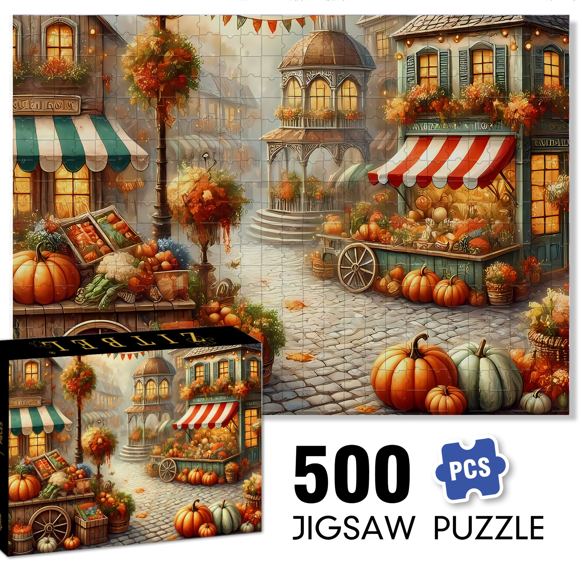 Charming Autumn  500pcs/1000pcs Jigsaw Puzzle, Scratch-Resistant, Interactive Family Game & Brain-Boosting DIY Decor, Perfect for Halloween, Christmas & New Year Gifts, Family Puzzle Game