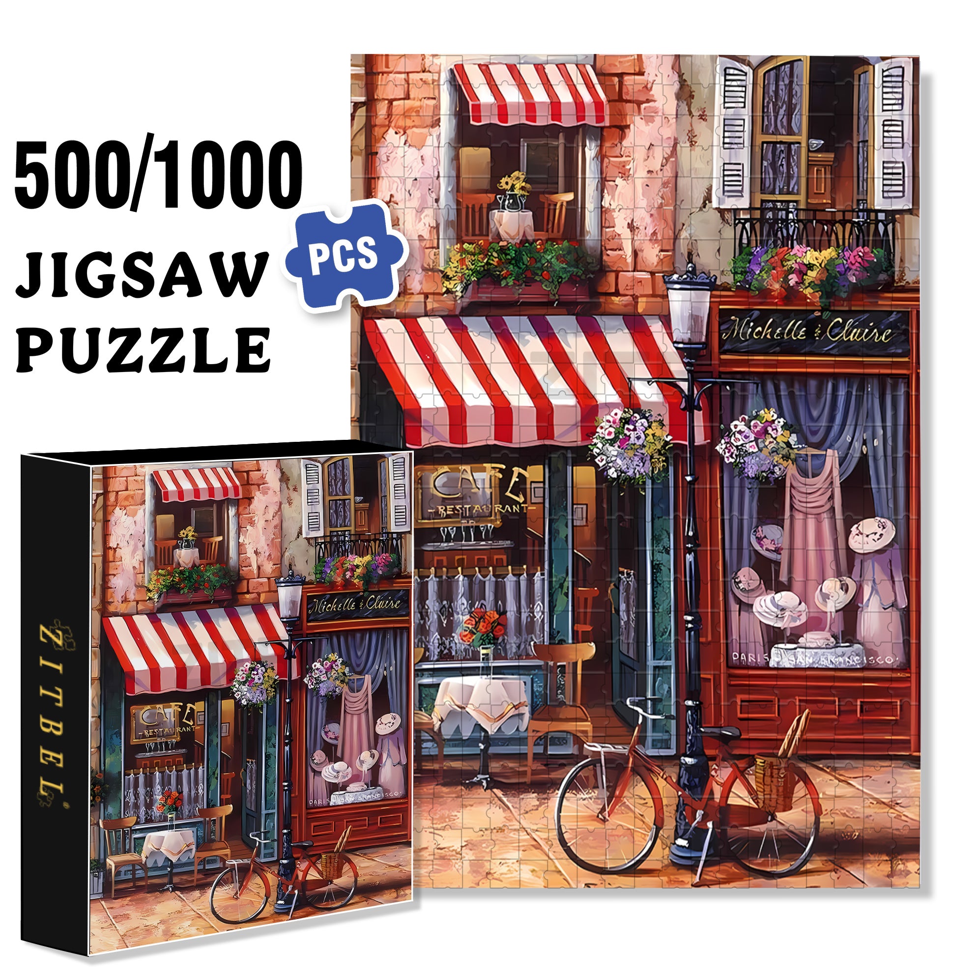 Clothing Store  500pcs/1000pcs Jigsaw Puzzle, Scratch-Resistant, Interactive Family Game & Brain-Boosting DIY Decor, Perfect for Halloween, Christmas & New Year Gifts, Family Puzzle Game