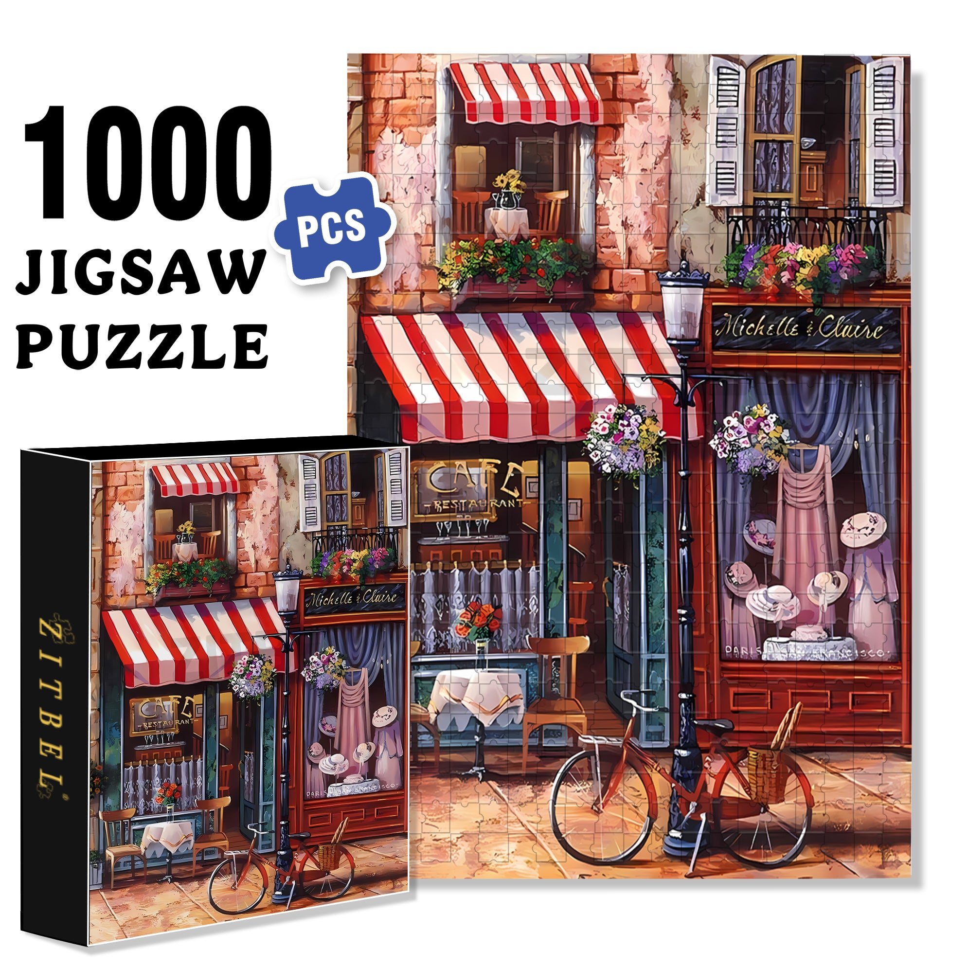 Clothing Store  500pcs/1000pcs Jigsaw Puzzle, Scratch-Resistant, Interactive Family Game & Brain-Boosting DIY Decor, Perfect for Halloween, Christmas & New Year Gifts, Family Puzzle Game