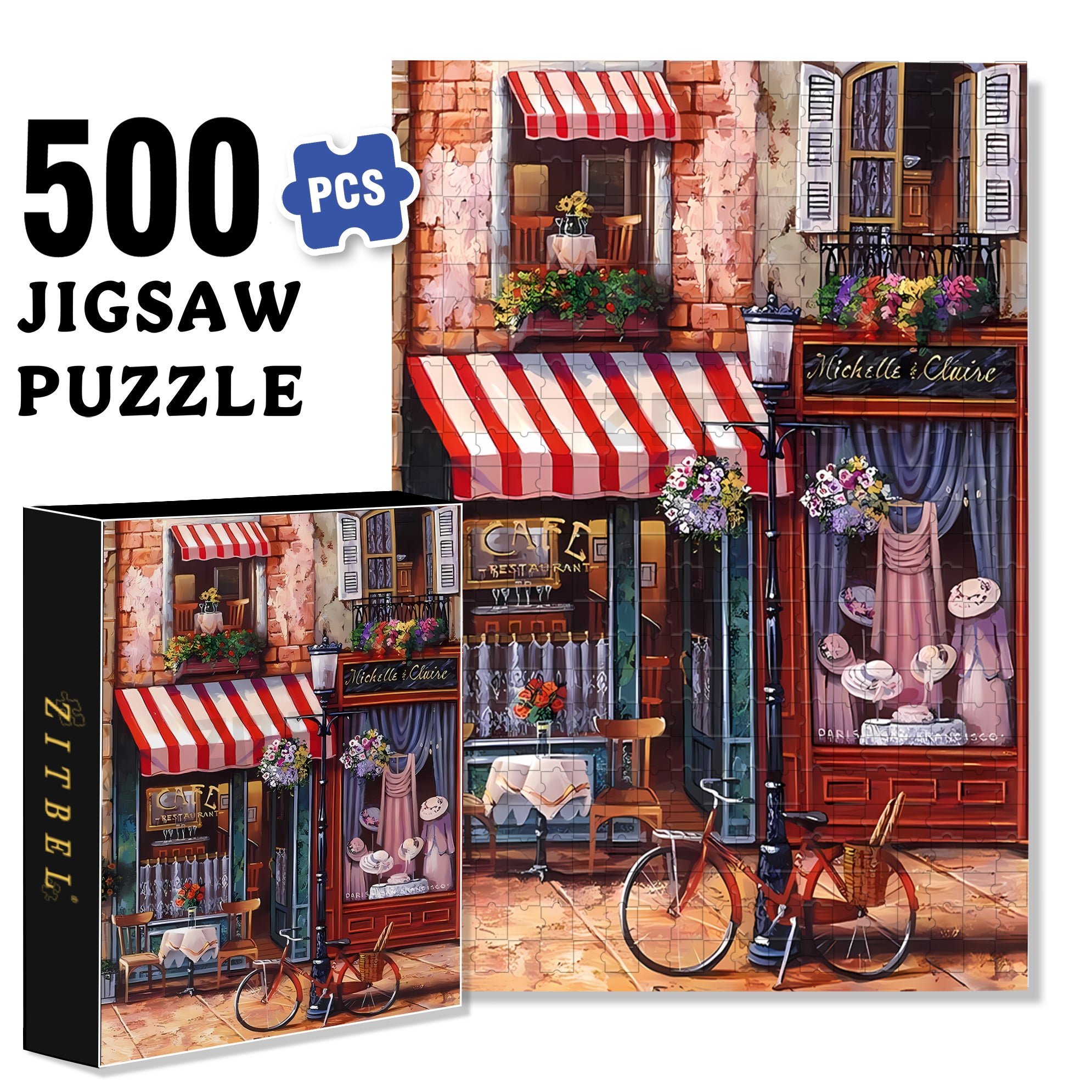 Clothing Store  500pcs/1000pcs Jigsaw Puzzle, Scratch-Resistant, Interactive Family Game & Brain-Boosting DIY Decor, Perfect for Halloween, Christmas & New Year Gifts, Family Puzzle Game