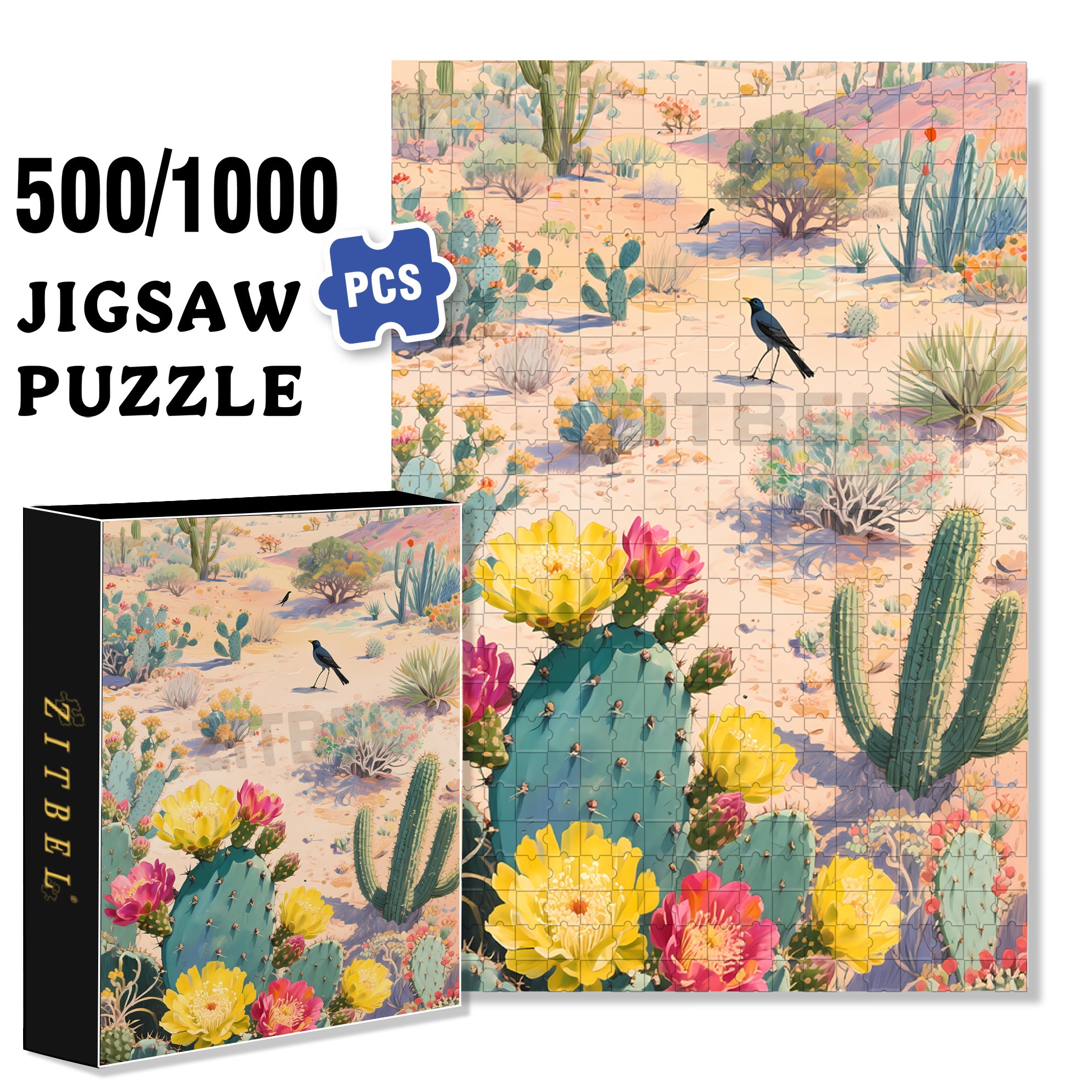 Desert 500pcs/1000pcs Jigsaw Puzzle, Scratch-Resistant, Interactive Family Game & Brain-Boosting DIY Decor, Perfect for Halloween, Christmas & New Year Gifts, Family Puzzle Game