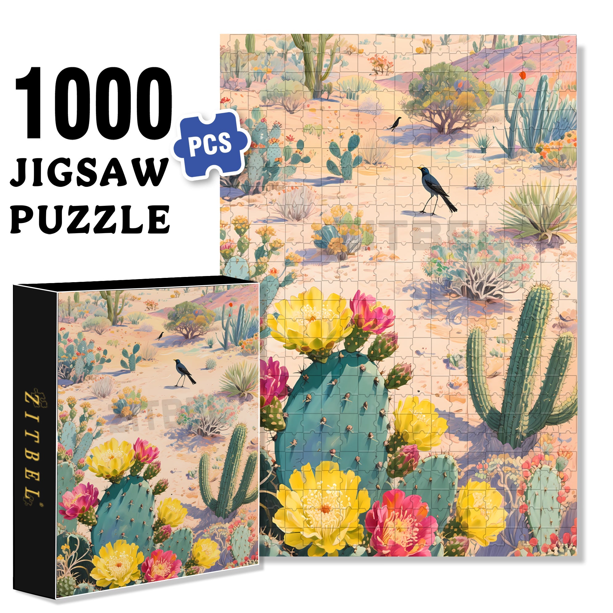 Desert 500pcs/1000pcs Jigsaw Puzzle, Scratch-Resistant, Interactive Family Game & Brain-Boosting DIY Decor, Perfect for Halloween, Christmas & New Year Gifts, Family Puzzle Game