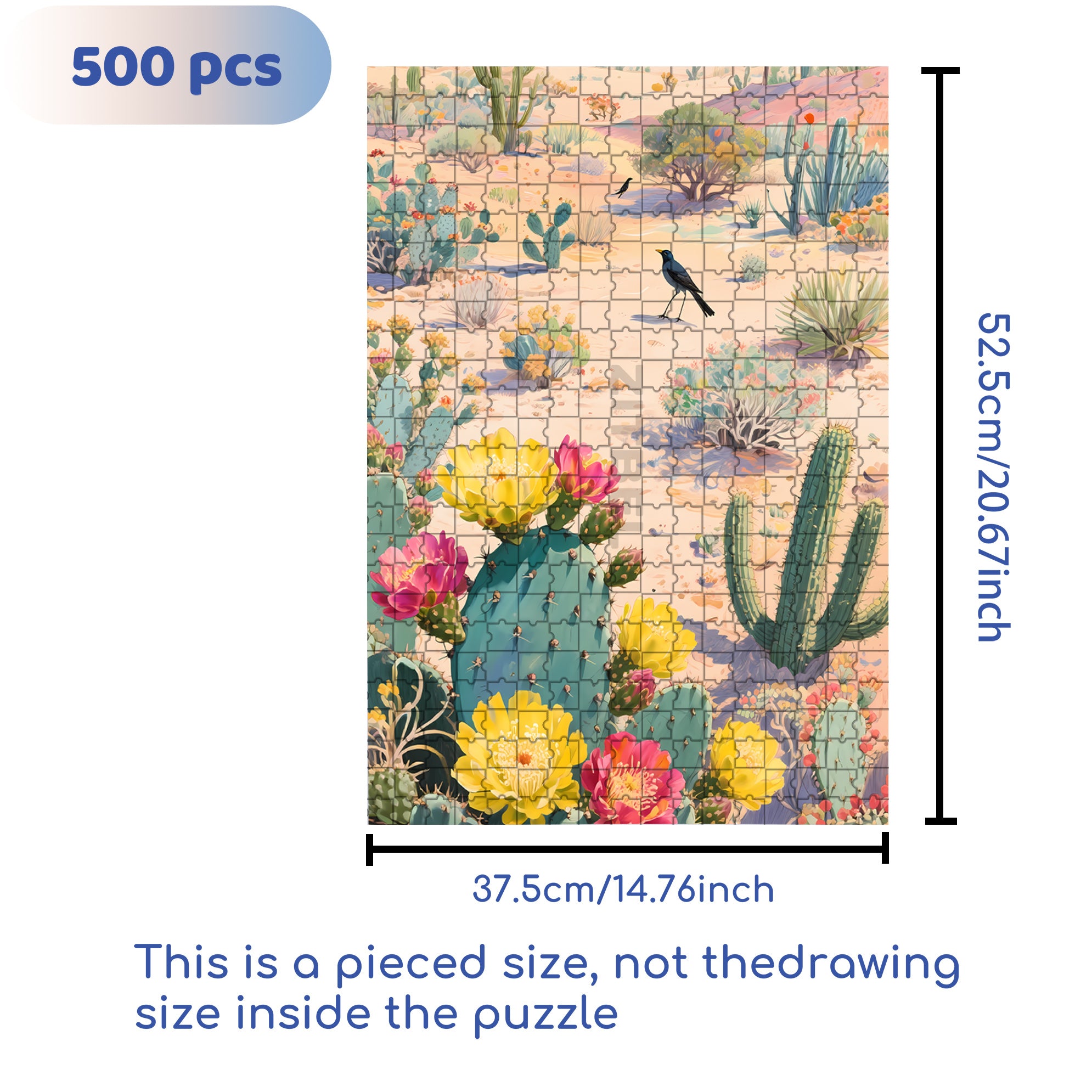 Desert 500pcs/1000pcs Jigsaw Puzzle, Scratch-Resistant, Interactive Family Game & Brain-Boosting DIY Decor, Perfect for Halloween, Christmas & New Year Gifts, Family Puzzle Game