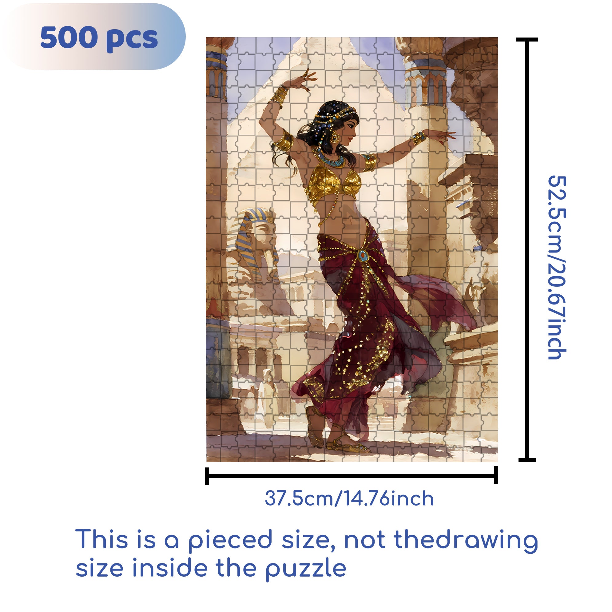 Egyptian Beauty 500pcs/1000pcs Jigsaw Puzzle, Scratch-Resistant, Interactive Family Game & Brain-Boosting DIY Decor, Perfect for Halloween, Christmas & New Year Gifts, Family Puzzle Game