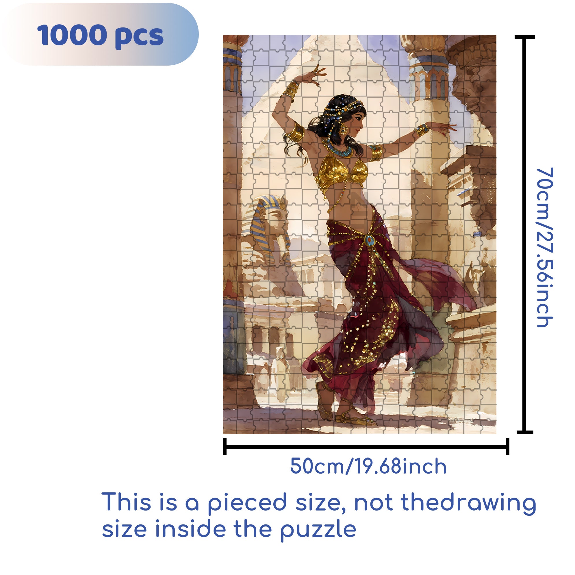Egyptian Beauty 500pcs/1000pcs Jigsaw Puzzle, Scratch-Resistant, Interactive Family Game & Brain-Boosting DIY Decor, Perfect for Halloween, Christmas & New Year Gifts, Family Puzzle Game