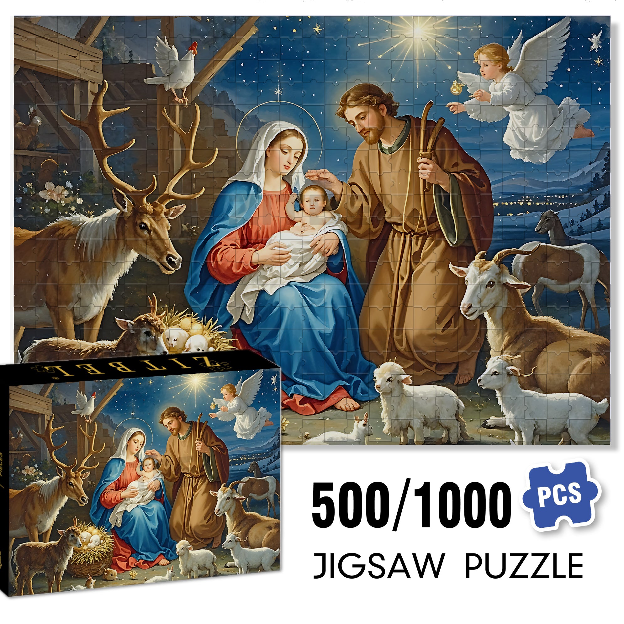 First Christmas 500pcs/1000pcs Jigsaw Puzzle, Scratch-Resistant, Interactive Family Game & Brain-Boosting DIY Decor, Perfect for Halloween, Christmas & New Year Gifts, Family Puzzle Game
