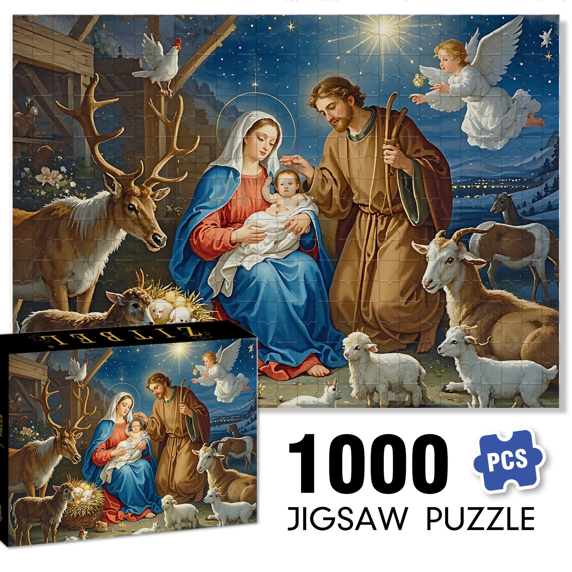 First Christmas 500pcs/1000pcs Jigsaw Puzzle, Scratch-Resistant, Interactive Family Game & Brain-Boosting DIY Decor, Perfect for Halloween, Christmas & New Year Gifts, Family Puzzle Game