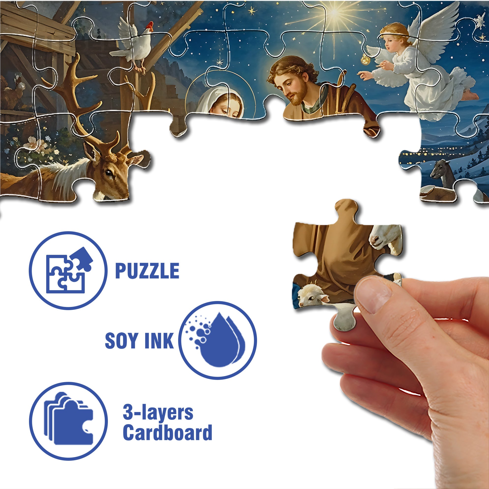 First Christmas 500pcs/1000pcs Jigsaw Puzzle, Scratch-Resistant, Interactive Family Game & Brain-Boosting DIY Decor, Perfect for Halloween, Christmas & New Year Gifts, Family Puzzle Game