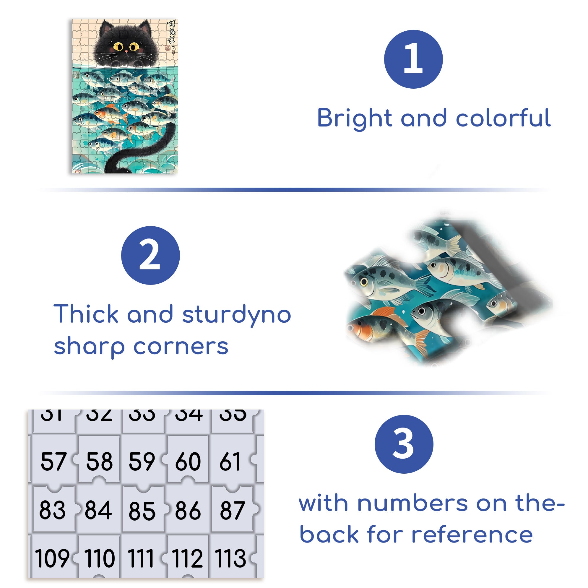Fish & Cat 500pcs/1000pcs Jigsaw Puzzle, Scratch-Resistant, Interactive Family Game & Brain-Boosting DIY Decor, Perfect for Halloween, Christmas & New Year Gifts, Family Puzzle Game