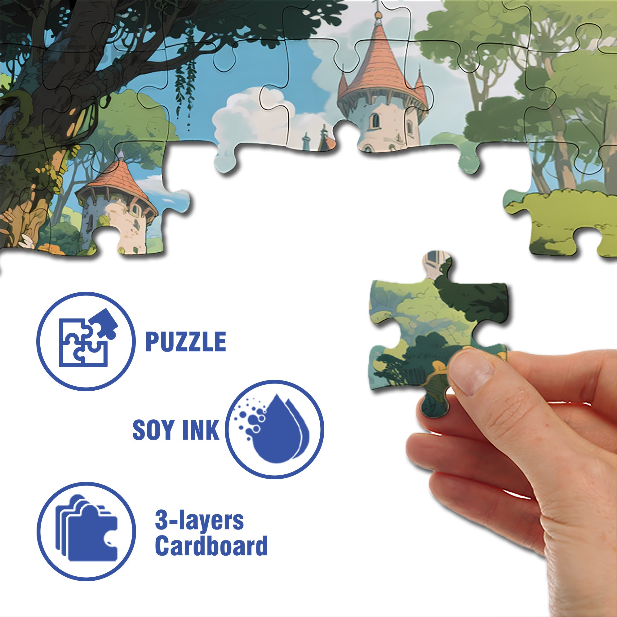 Forest Castle 500pcs/1000pcs Jigsaw Puzzle, Scratch-Resistant, Interactive Family Game & Brain-Boosting DIY Decor, Perfect for Halloween, Christmas & New Year Gifts, Family Puzzle Game