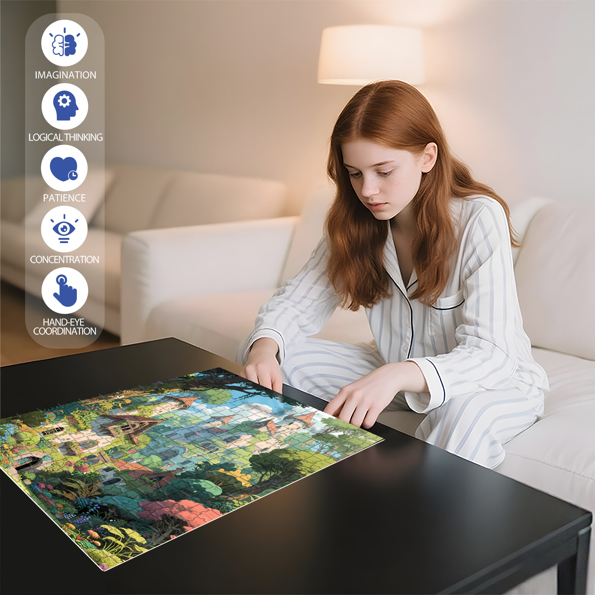 Forest Castle 500pcs/1000pcs Jigsaw Puzzle, Scratch-Resistant, Interactive Family Game & Brain-Boosting DIY Decor, Perfect for Halloween, Christmas & New Year Gifts, Family Puzzle Game