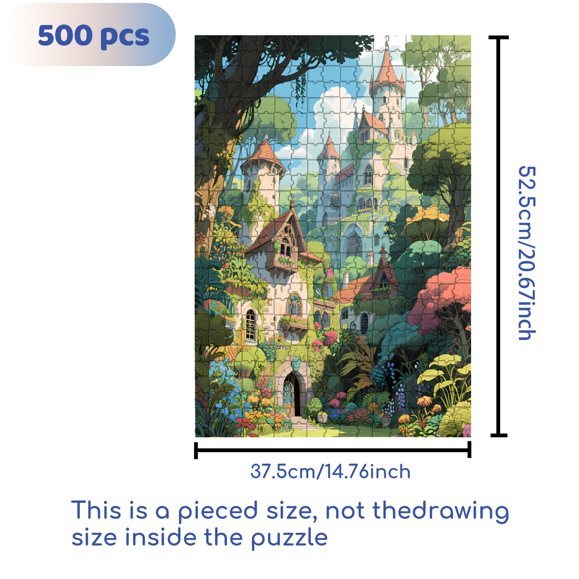 Forest Castle 500pcs/1000pcs Jigsaw Puzzle, Scratch-Resistant, Interactive Family Game & Brain-Boosting DIY Decor, Perfect for Halloween, Christmas & New Year Gifts, Family Puzzle Game