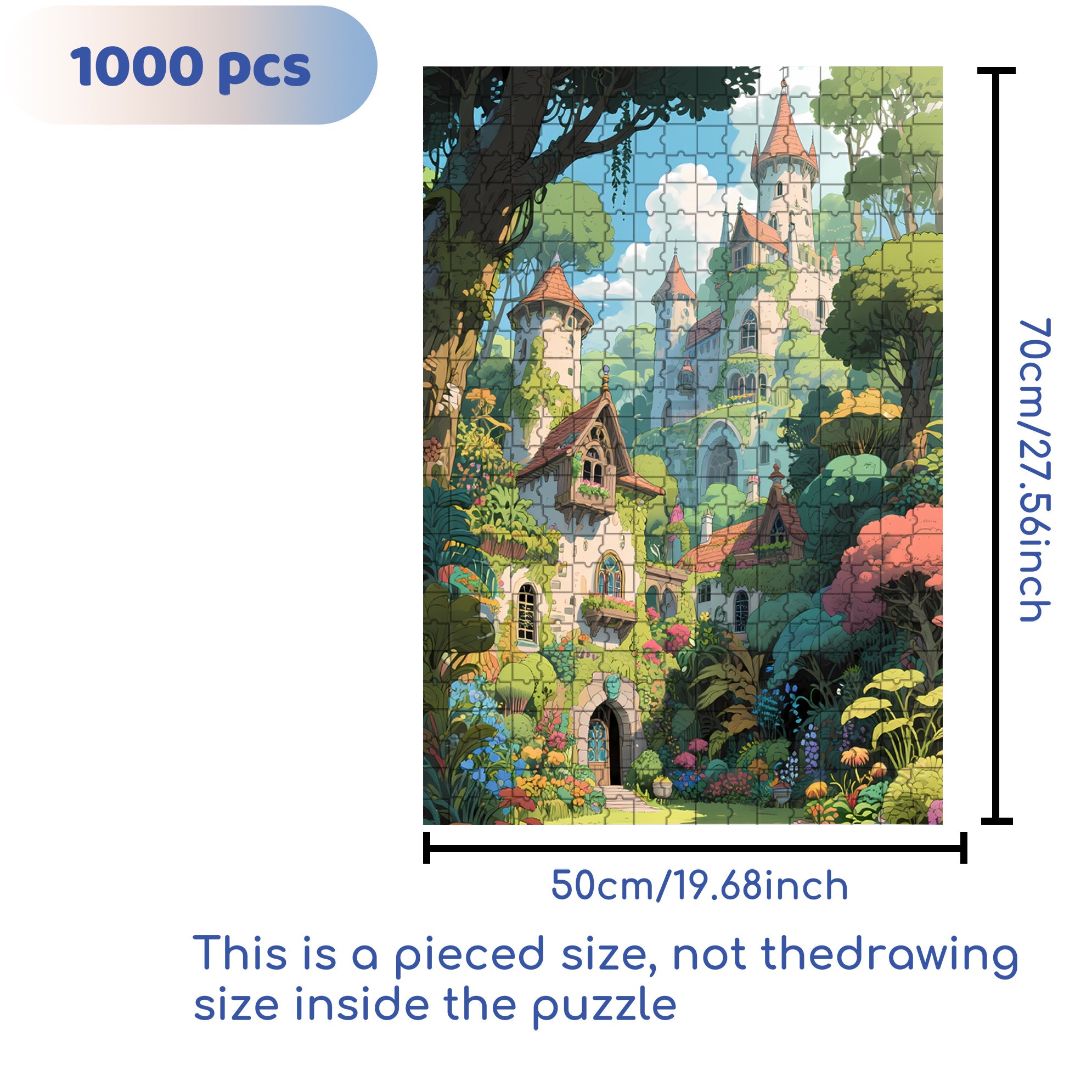Forest Castle 500pcs/1000pcs Jigsaw Puzzle, Scratch-Resistant, Interactive Family Game & Brain-Boosting DIY Decor, Perfect for Halloween, Christmas & New Year Gifts, Family Puzzle Game