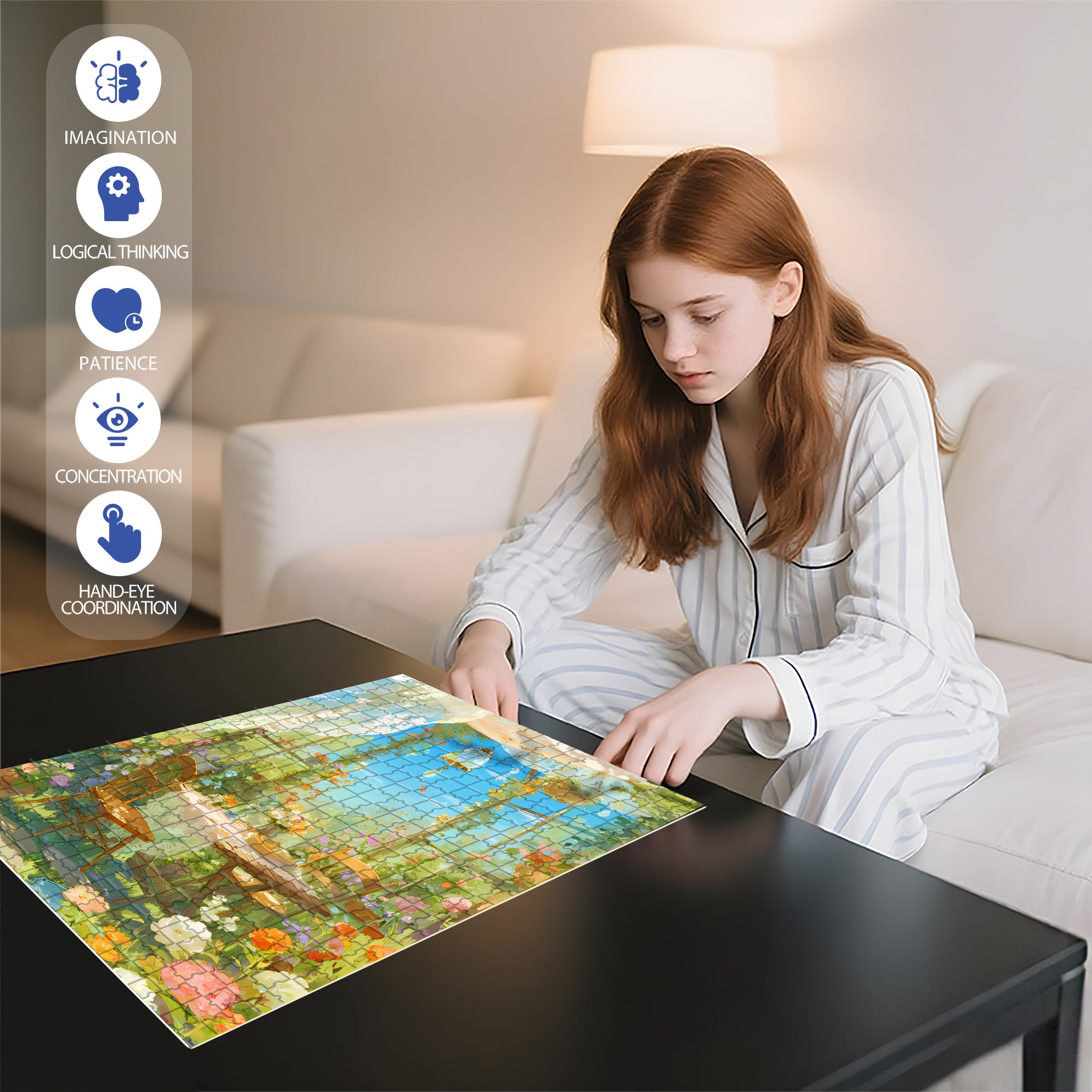 Garden Restaurant 500pcs/1000pcs Jigsaw Puzzle, Scratch-Resistant, Interactive Family Game & Brain-Boosting DIY Decor, Perfect for Halloween, Christmas & New Year Gifts, Family Puzzle Game