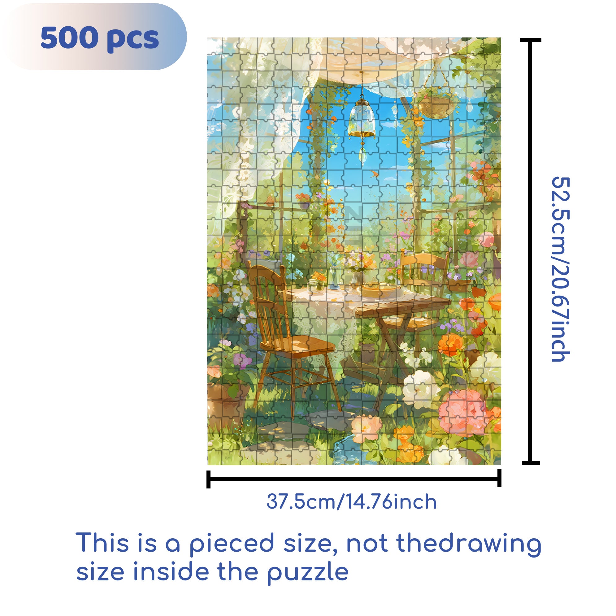 Garden Restaurant 500pcs/1000pcs Jigsaw Puzzle, Scratch-Resistant, Interactive Family Game & Brain-Boosting DIY Decor, Perfect for Halloween, Christmas & New Year Gifts, Family Puzzle Game