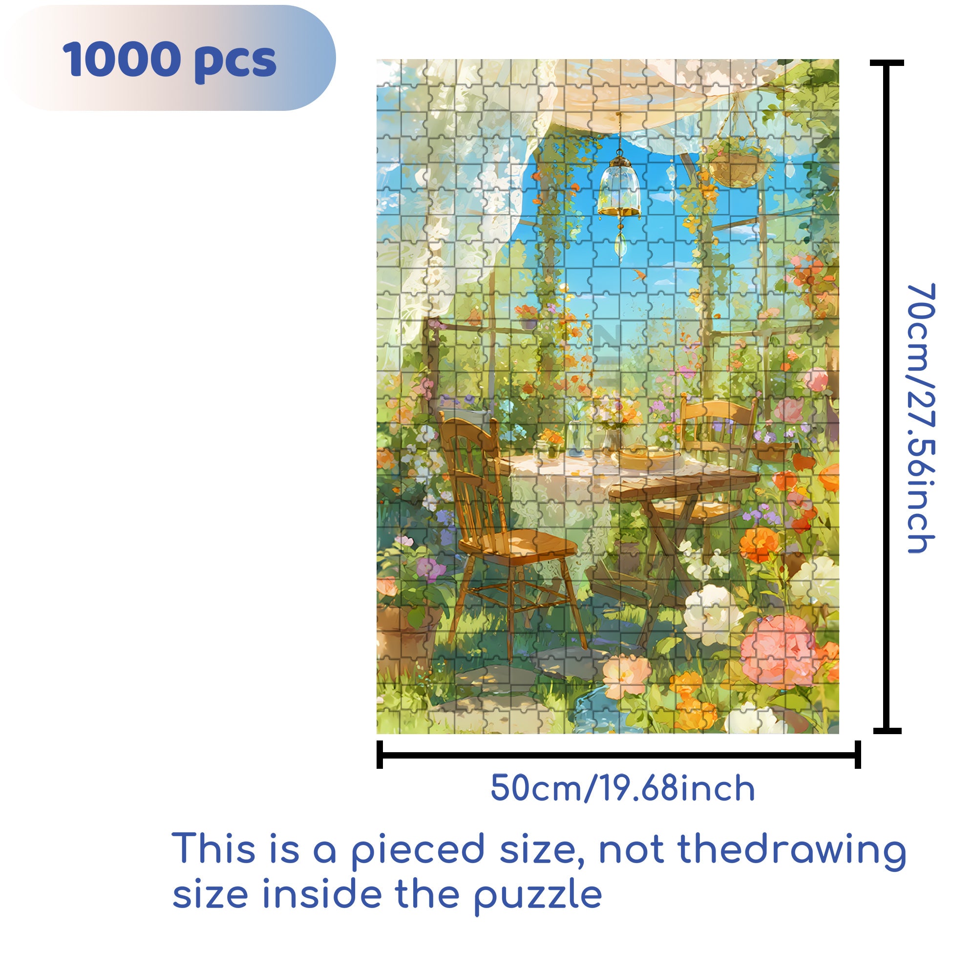 Garden Restaurant 500pcs/1000pcs Jigsaw Puzzle, Scratch-Resistant, Interactive Family Game & Brain-Boosting DIY Decor, Perfect for Halloween, Christmas & New Year Gifts, Family Puzzle Game