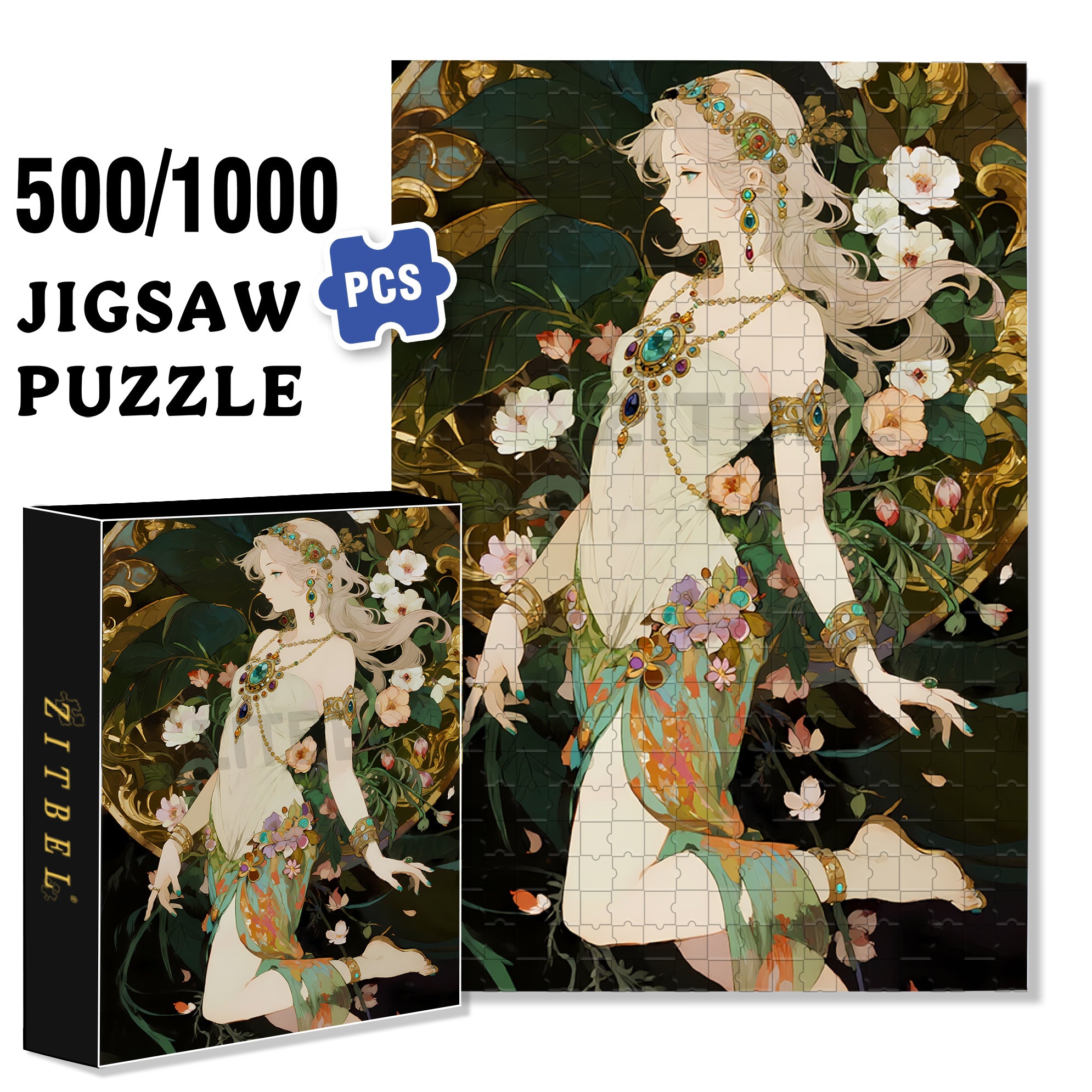 Goddess 500pcs/1000pcs Jigsaw Puzzle, Scratch-Resistant, Interactive Family Game & Brain-Boosting DIY Decor, Perfect for Halloween, Christmas & New Year Gifts, Family Puzzle Game