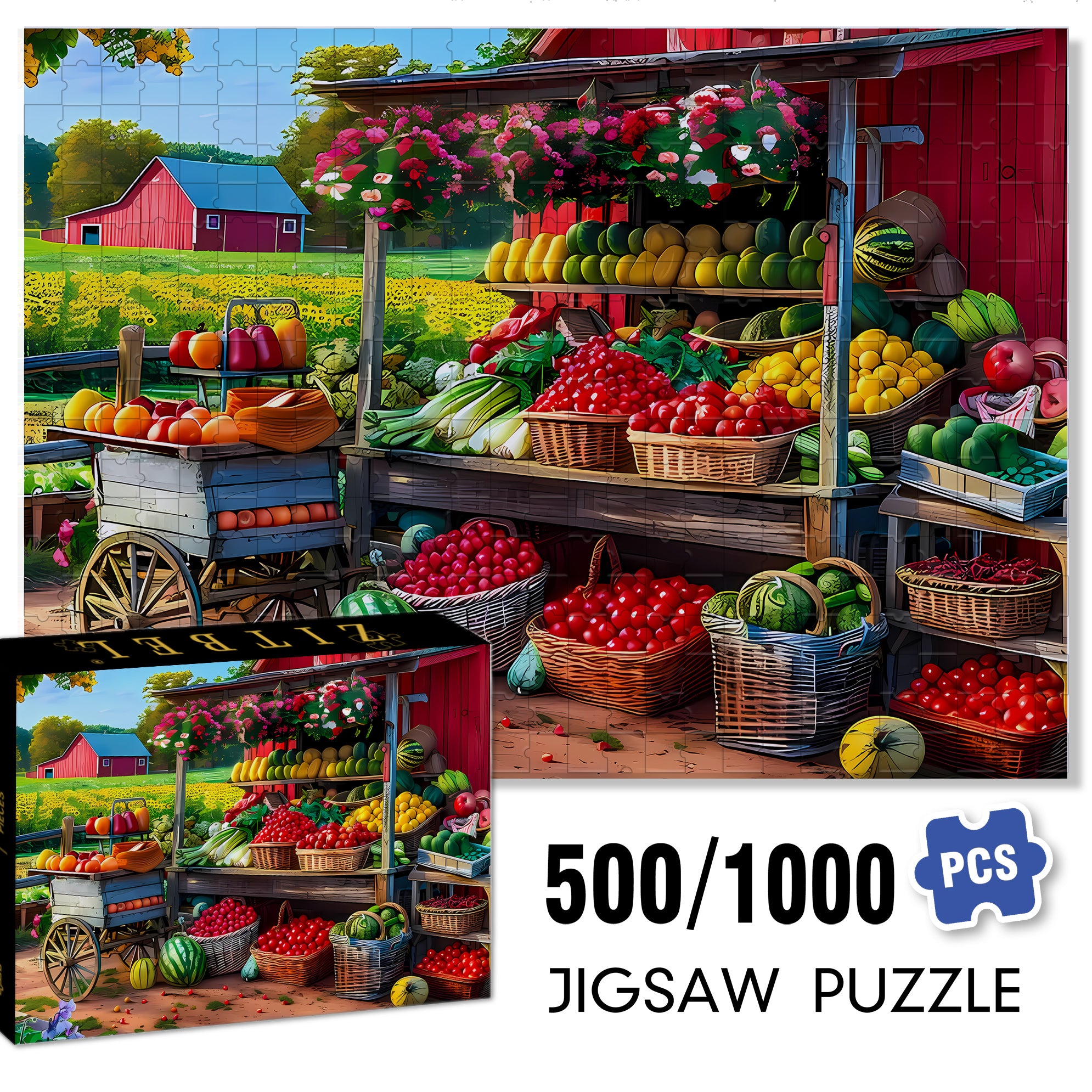 HARVEST TIME 2 500pcs/1000pcs Jigsaw Puzzle, Scratch-Resistant, Interactive Family Game & Brain-Boosting DIY Decor, Perfect for Halloween, Christmas & New Year Gifts, Family Puzzle Game