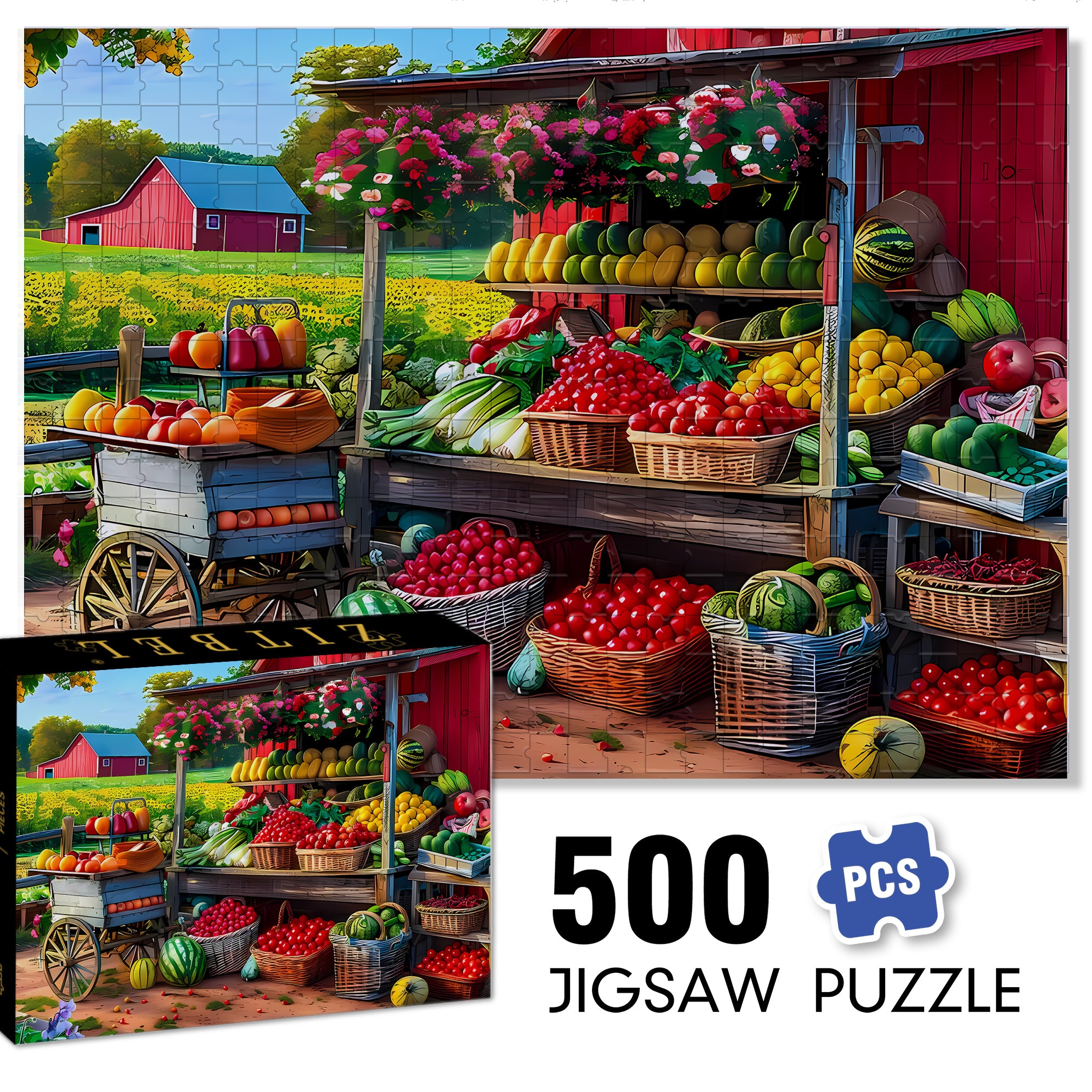 HARVEST TIME 2 500pcs/1000pcs Jigsaw Puzzle, Scratch-Resistant, Interactive Family Game & Brain-Boosting DIY Decor, Perfect for Halloween, Christmas & New Year Gifts, Family Puzzle Game