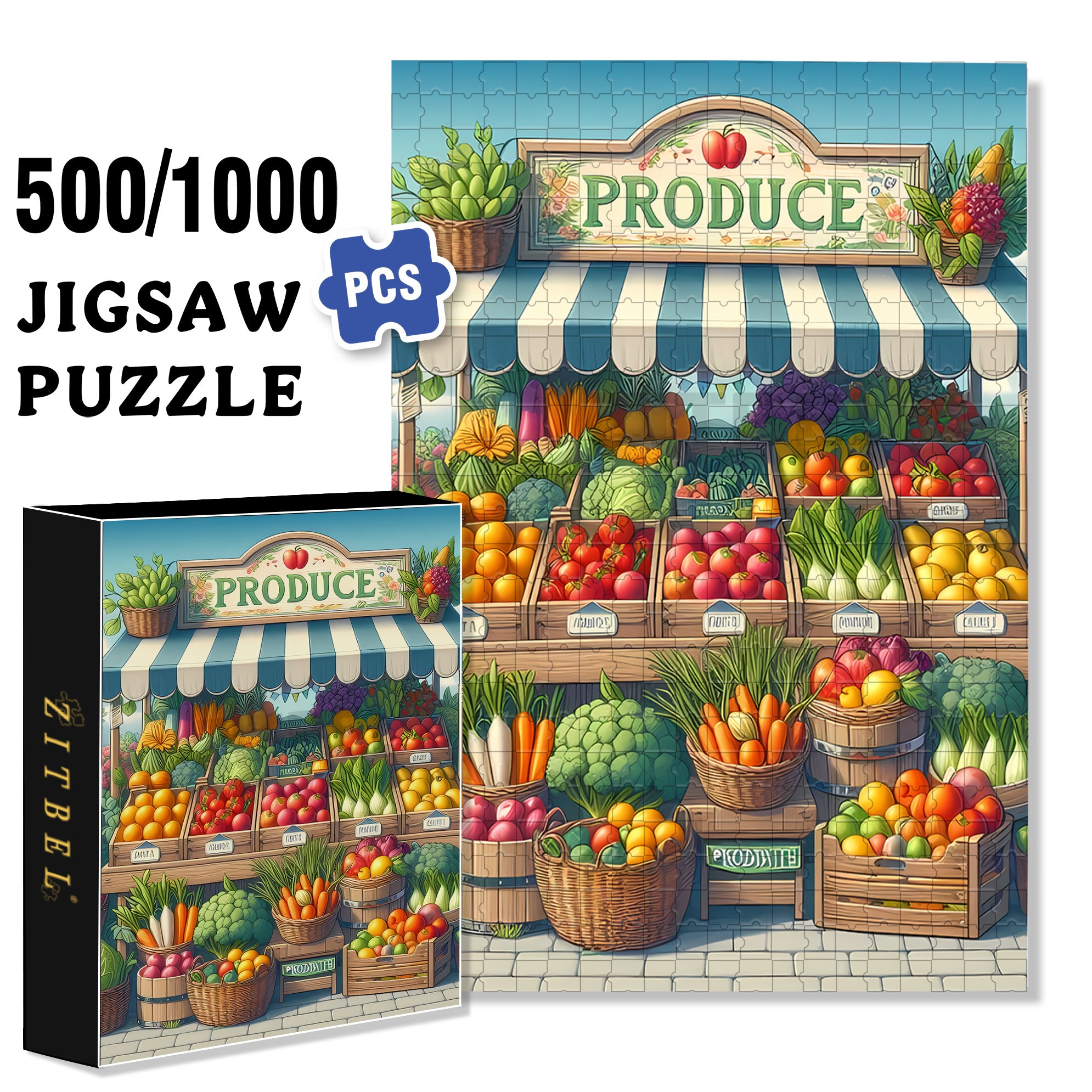 HARVEST 500pcs/1000pcs Jigsaw Puzzle, Scratch-Resistant, Interactive Family Game & Brain-Boosting DIY Decor, Perfect for Halloween, Christmas & New Year Gifts, Family Puzzle Game