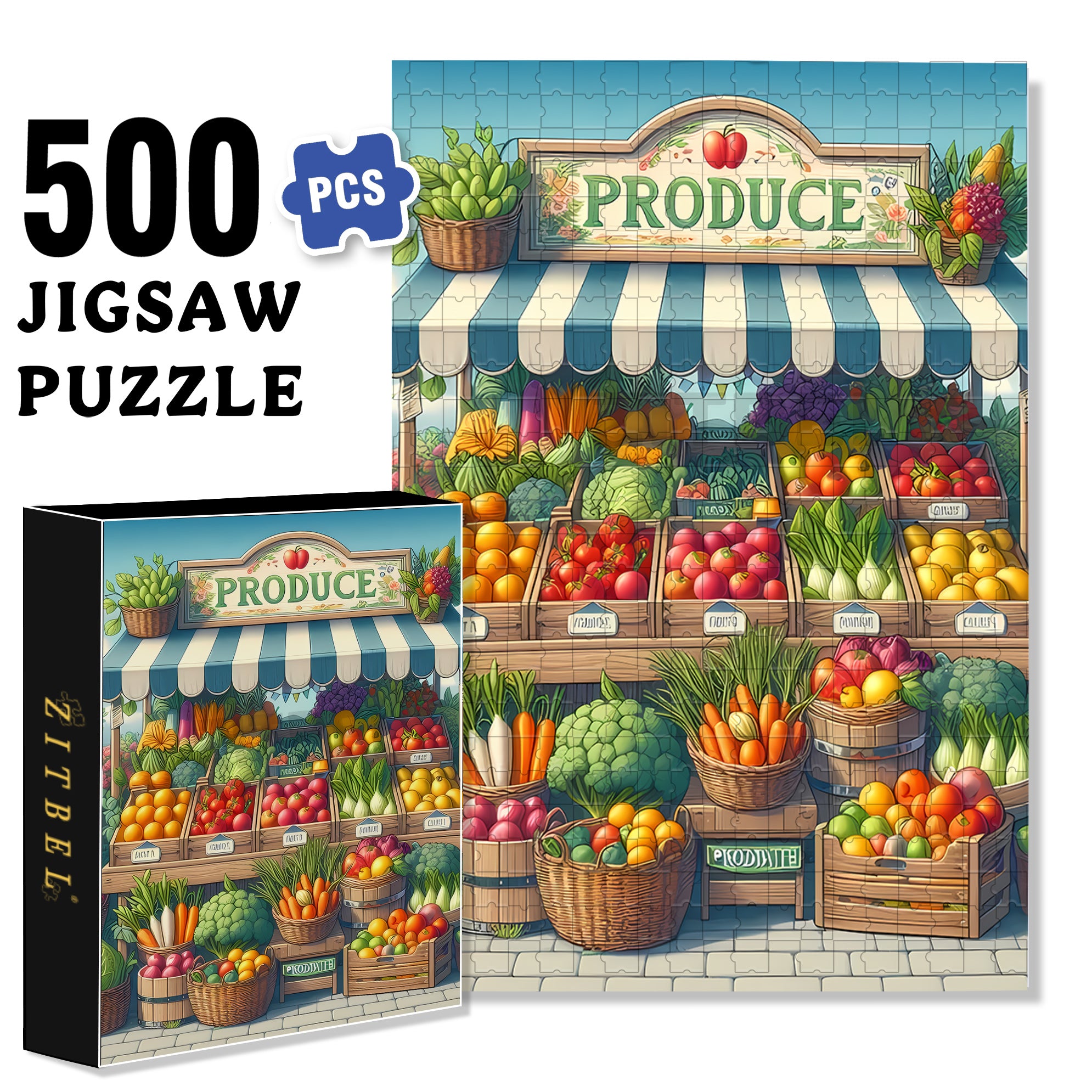 HARVEST 500pcs/1000pcs Jigsaw Puzzle, Scratch-Resistant, Interactive Family Game & Brain-Boosting DIY Decor, Perfect for Halloween, Christmas & New Year Gifts, Family Puzzle Game