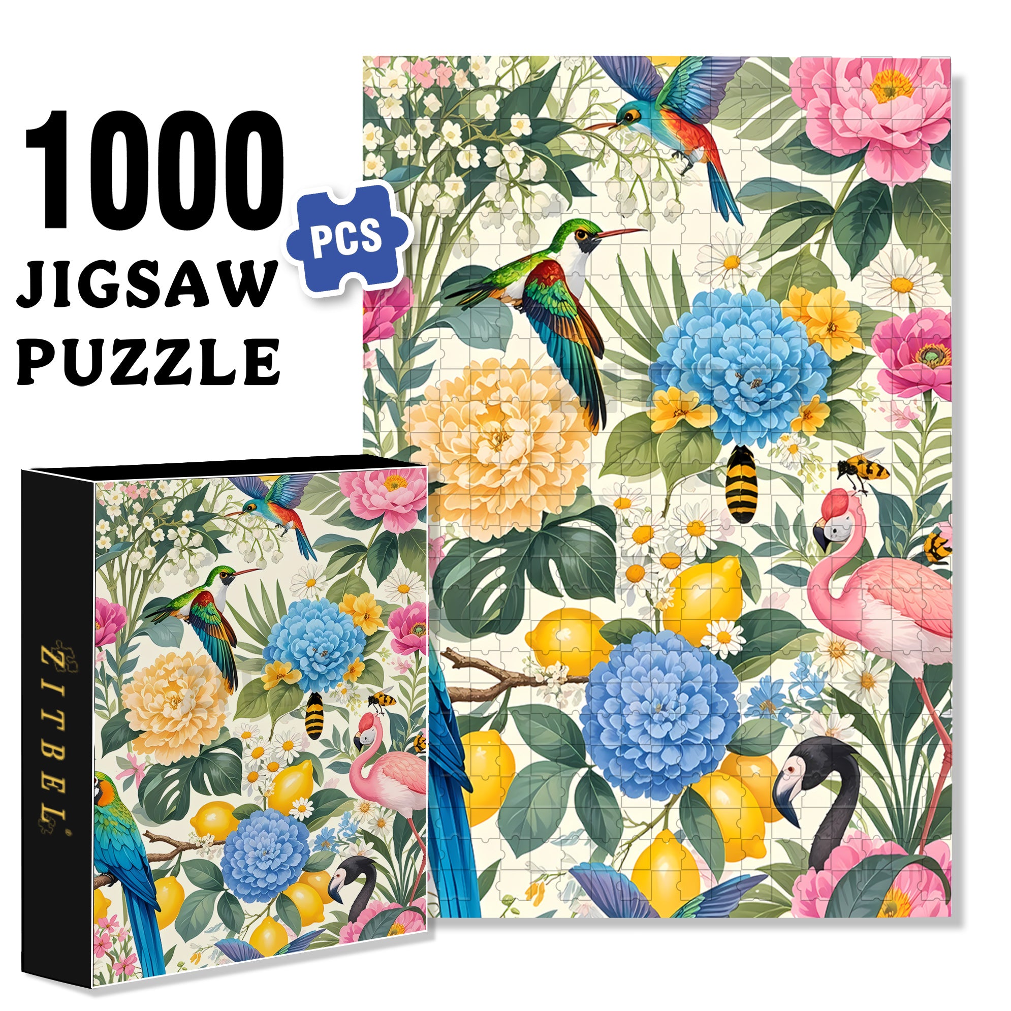 Hummingbird 500pcs/1000pcs Jigsaw Puzzle, Scratch-Resistant, Interactive Family Game & Brain-Boosting DIY Decor, Perfect for Halloween, Christmas & New Year Gifts, Family Puzzle Game