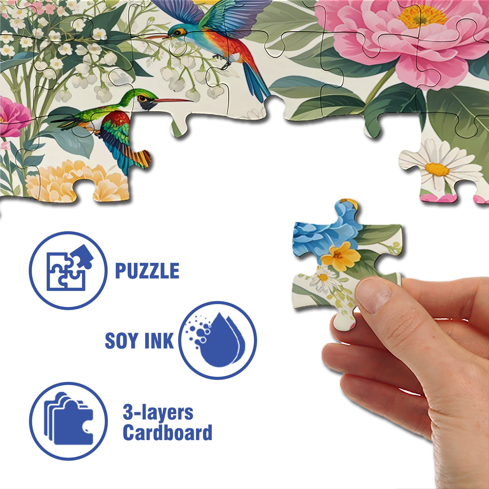 Hummingbird 500pcs/1000pcs Jigsaw Puzzle, Scratch-Resistant, Interactive Family Game & Brain-Boosting DIY Decor, Perfect for Halloween, Christmas & New Year Gifts, Family Puzzle Game