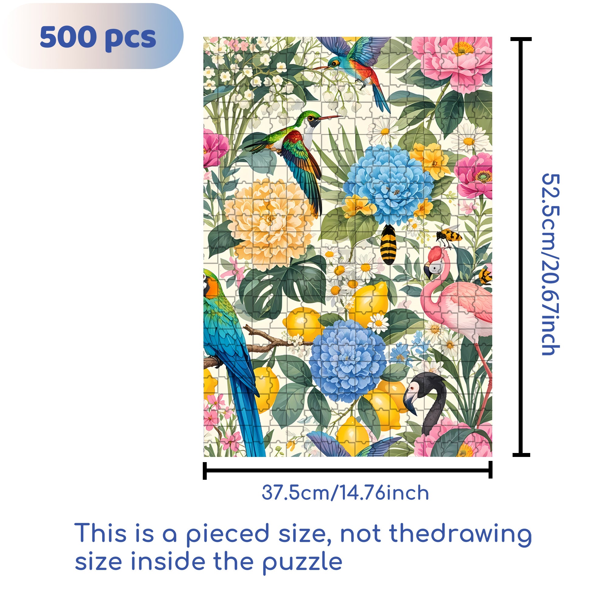 Hummingbird 500pcs/1000pcs Jigsaw Puzzle, Scratch-Resistant, Interactive Family Game & Brain-Boosting DIY Decor, Perfect for Halloween, Christmas & New Year Gifts, Family Puzzle Game