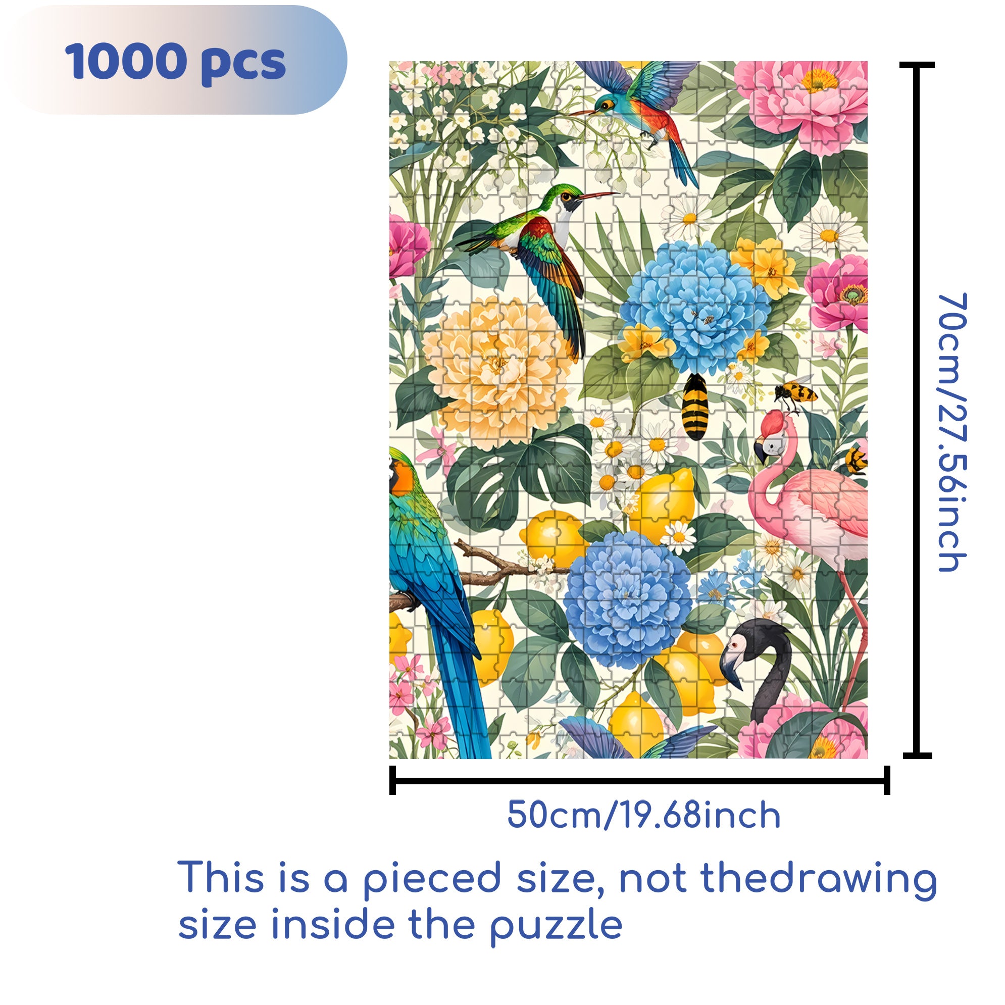 Hummingbird 500pcs/1000pcs Jigsaw Puzzle, Scratch-Resistant, Interactive Family Game & Brain-Boosting DIY Decor, Perfect for Halloween, Christmas & New Year Gifts, Family Puzzle Game