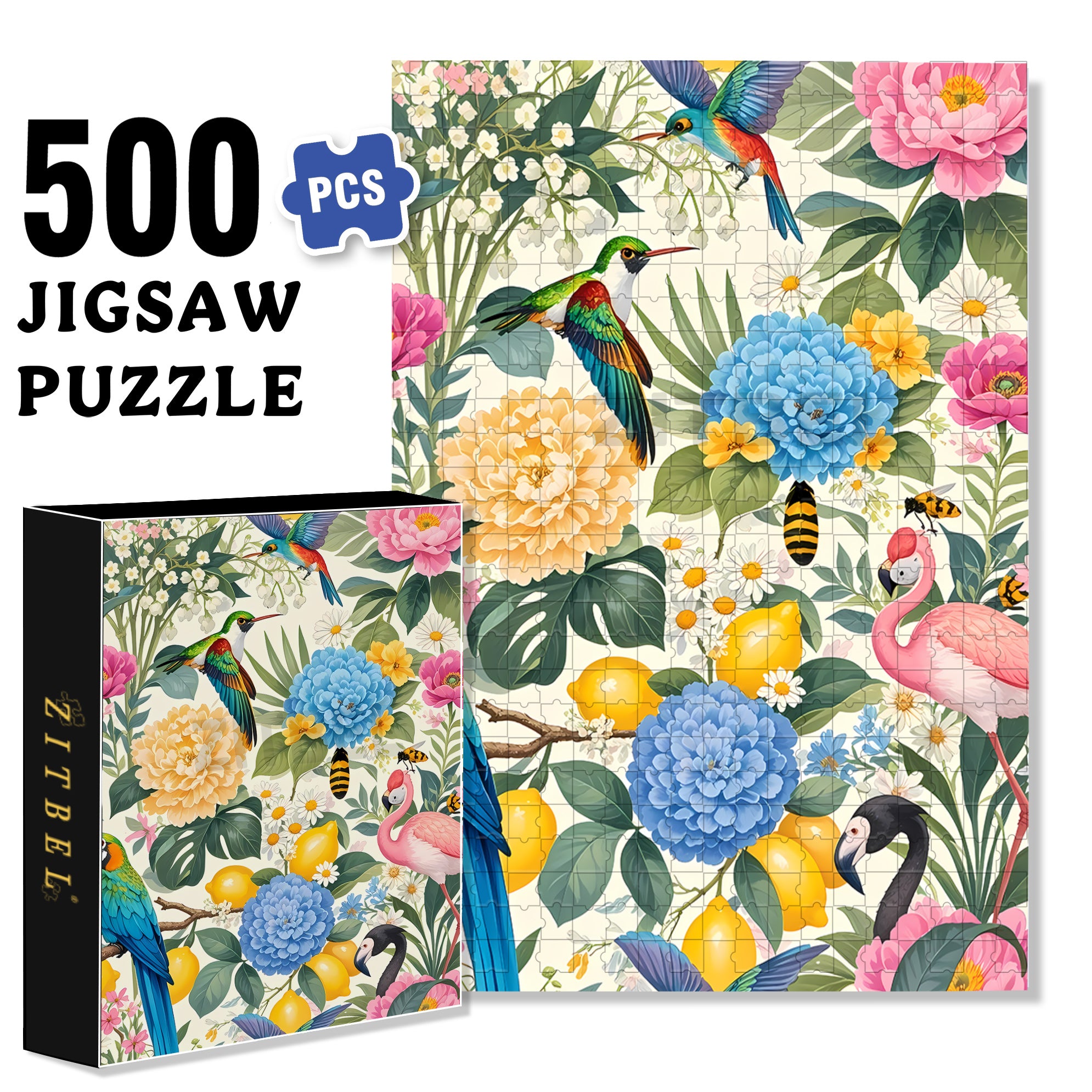 Hummingbird 500pcs/1000pcs Jigsaw Puzzle, Scratch-Resistant, Interactive Family Game & Brain-Boosting DIY Decor, Perfect for Halloween, Christmas & New Year Gifts, Family Puzzle Game
