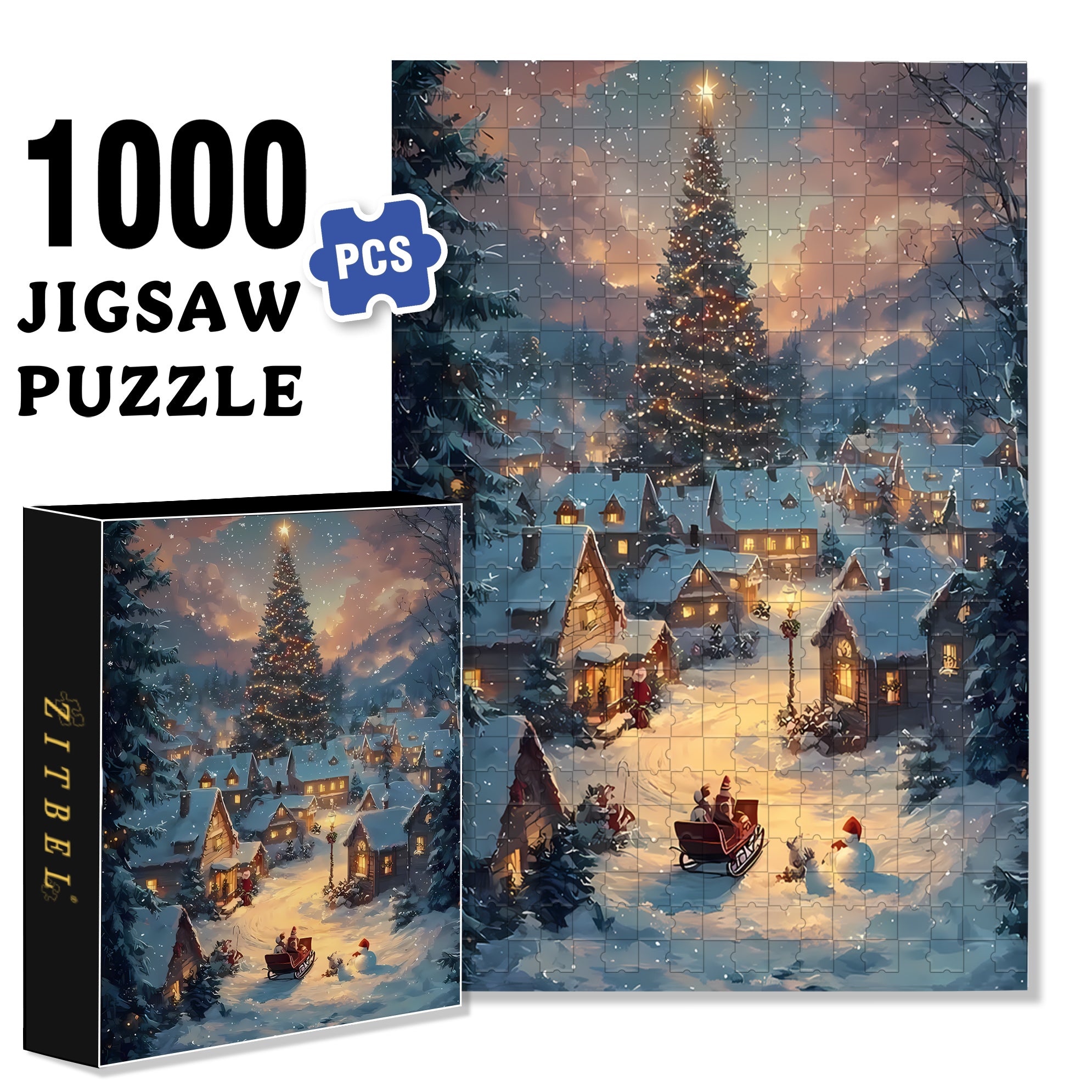 Merry Christmas  500pcs/1000pcs Jigsaw Puzzle, Scratch-Resistant, Interactive Family Game & Brain-Boosting DIY Decor, Perfect for Halloween, Christmas & New Year Gifts, Family Puzzle Game