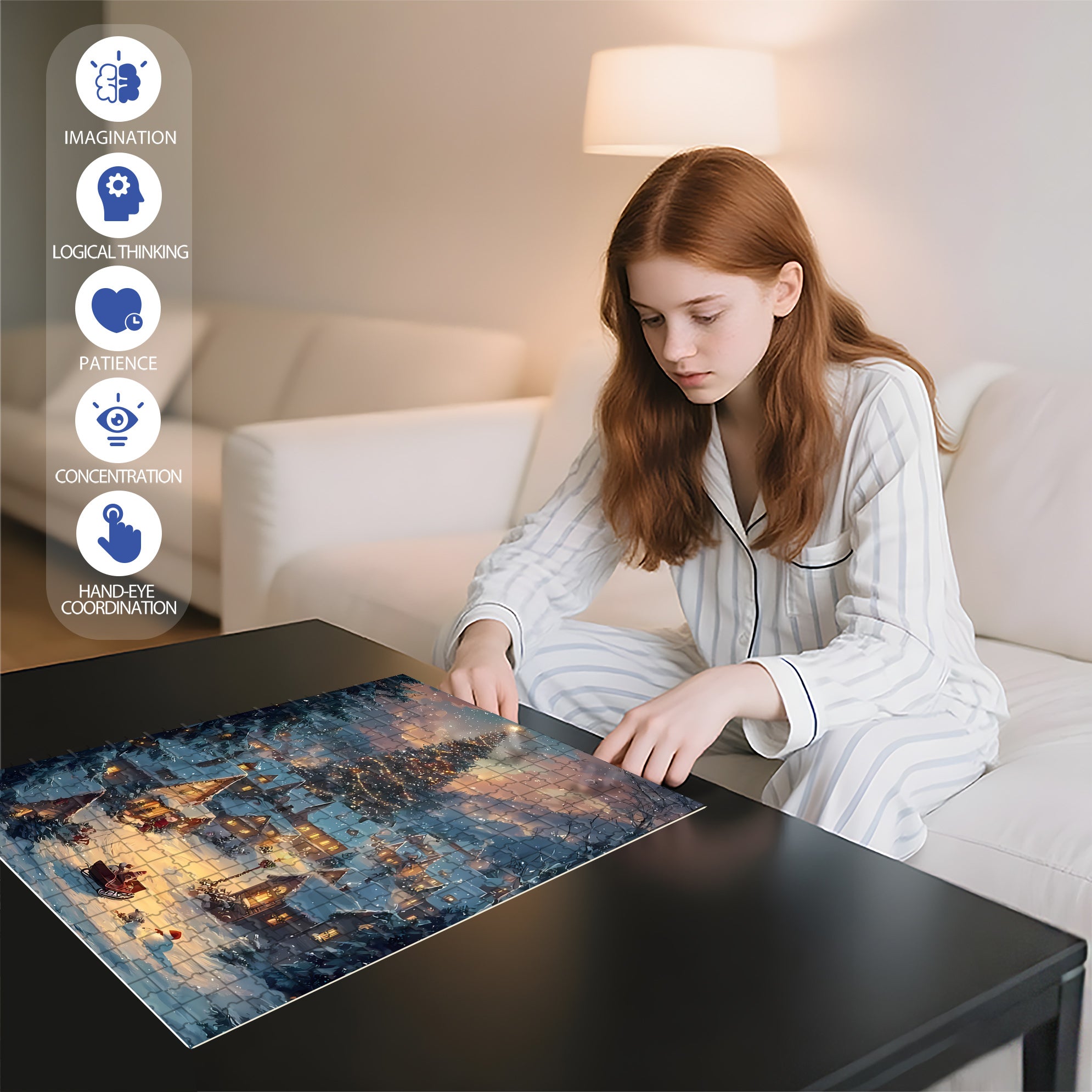 Merry Christmas  500pcs/1000pcs Jigsaw Puzzle, Scratch-Resistant, Interactive Family Game & Brain-Boosting DIY Decor, Perfect for Halloween, Christmas & New Year Gifts, Family Puzzle Game