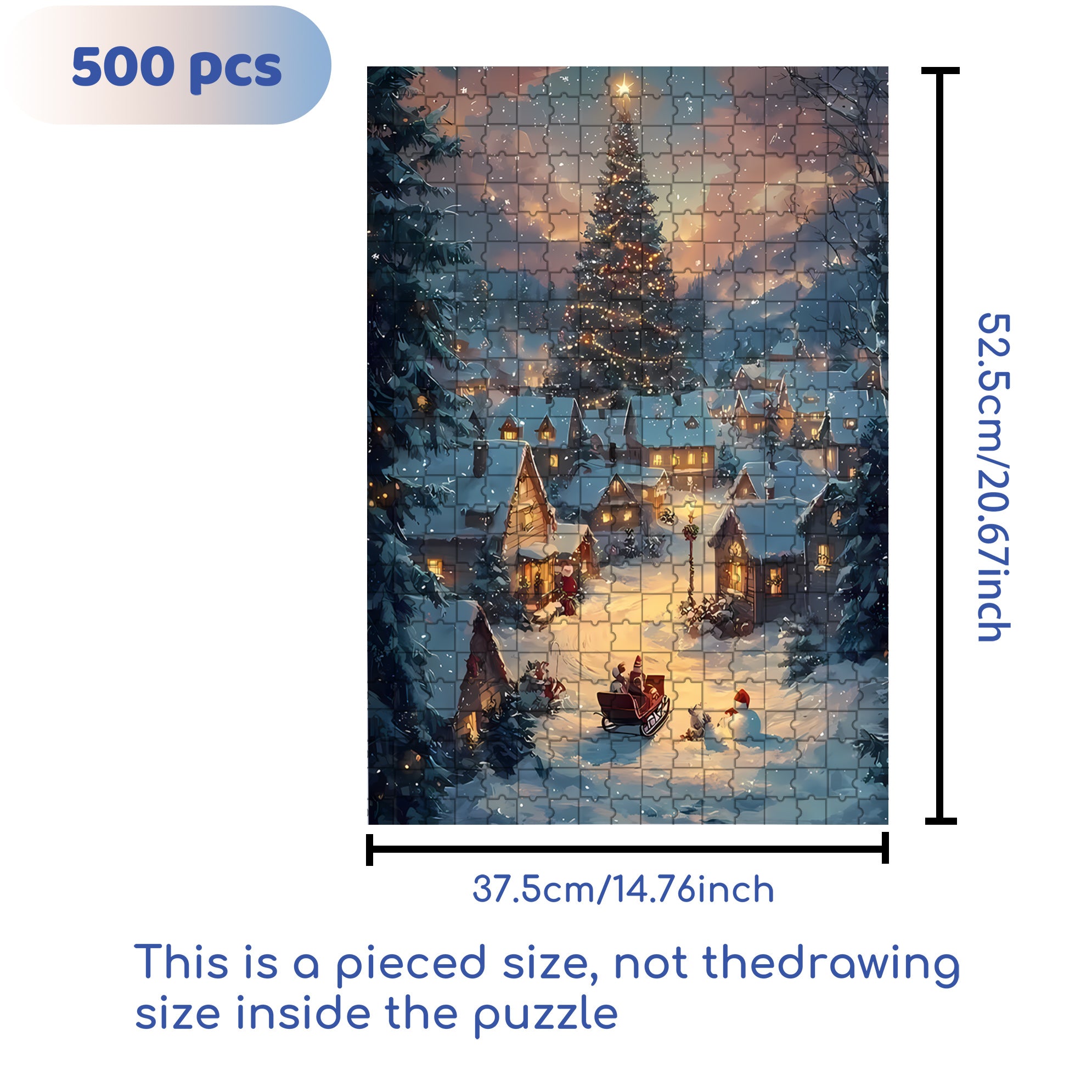 Merry Christmas  500pcs/1000pcs Jigsaw Puzzle, Scratch-Resistant, Interactive Family Game & Brain-Boosting DIY Decor, Perfect for Halloween, Christmas & New Year Gifts, Family Puzzle Game