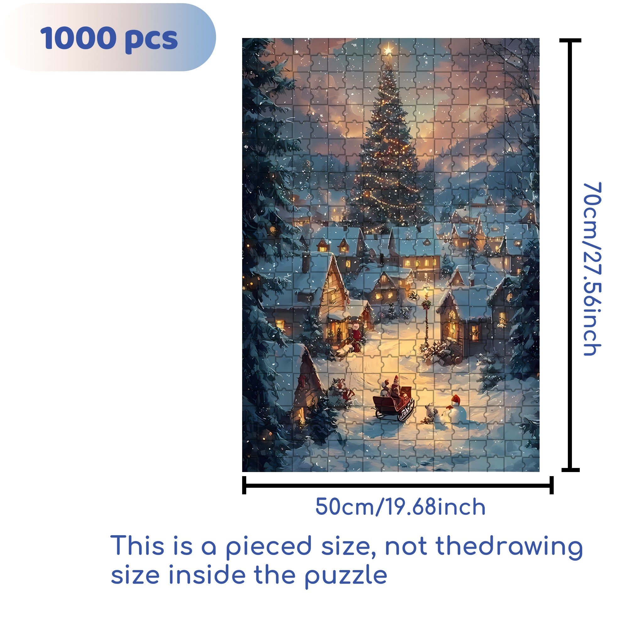 Merry Christmas  500pcs/1000pcs Jigsaw Puzzle, Scratch-Resistant, Interactive Family Game & Brain-Boosting DIY Decor, Perfect for Halloween, Christmas & New Year Gifts, Family Puzzle Game